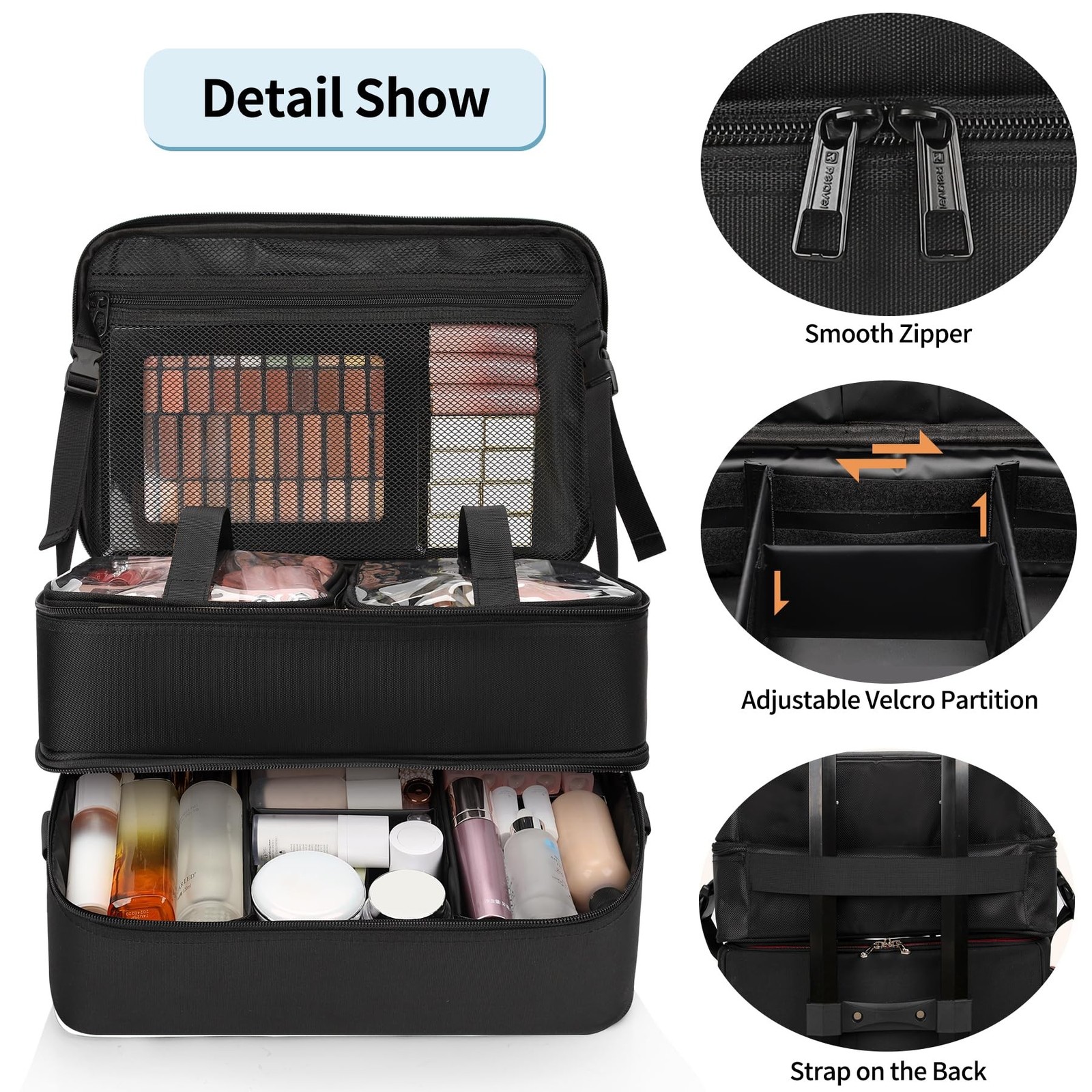 Extra Large Makeup Case, Professional Makeup Artist Traveling Bag, Double Lay…