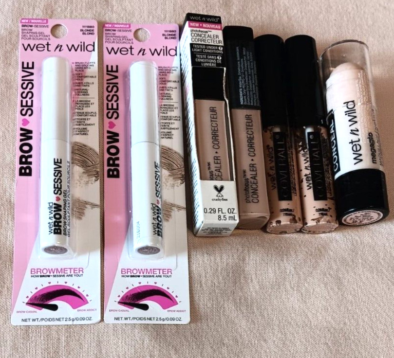 Wet n Wild Lot Blonde Brow Gel Light Ivory Fair Beige Photofocus Concealer Wand