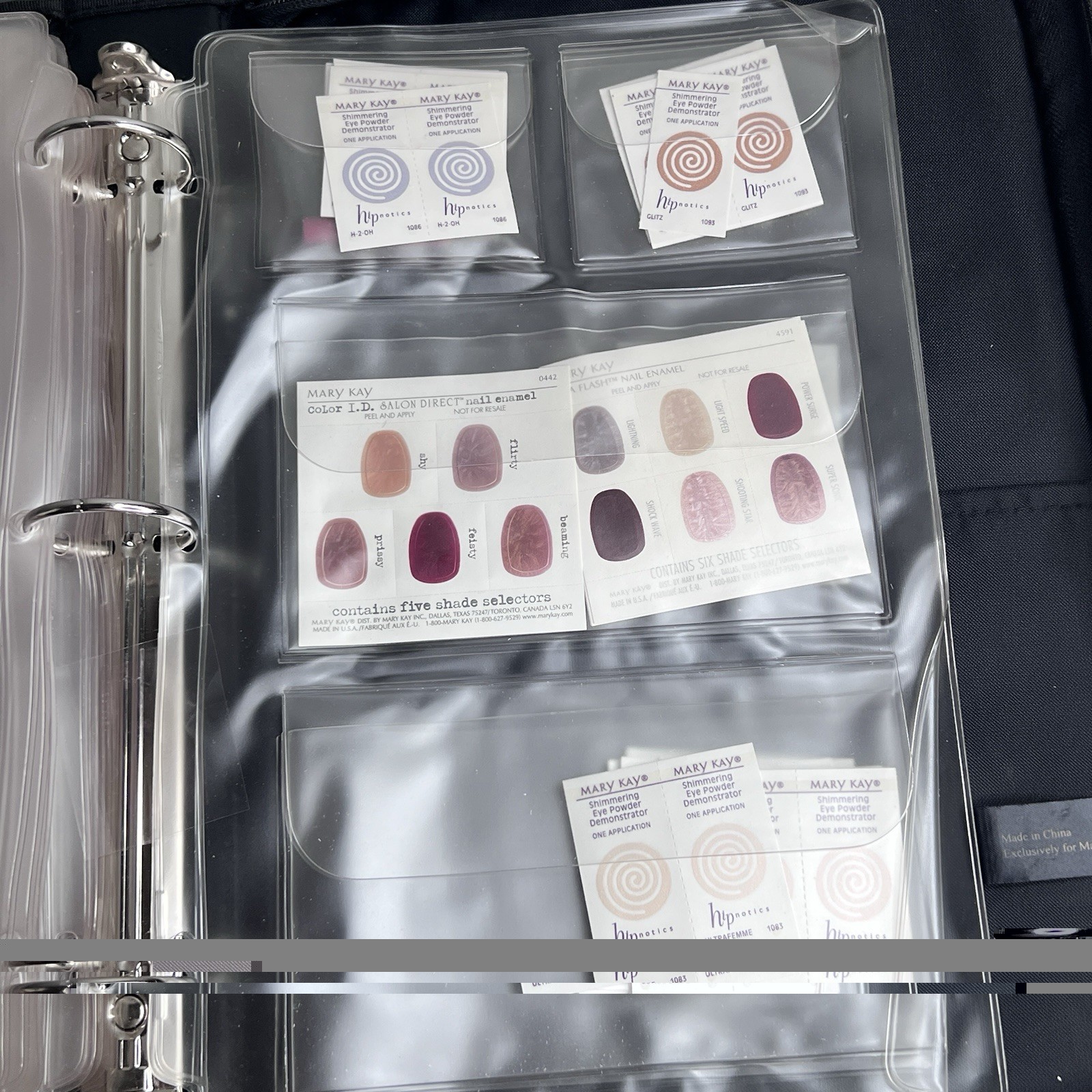 Mary Kay Samples-Foundation, Eye Colors, Cheek Colors, Lipstick in Zipper Binder