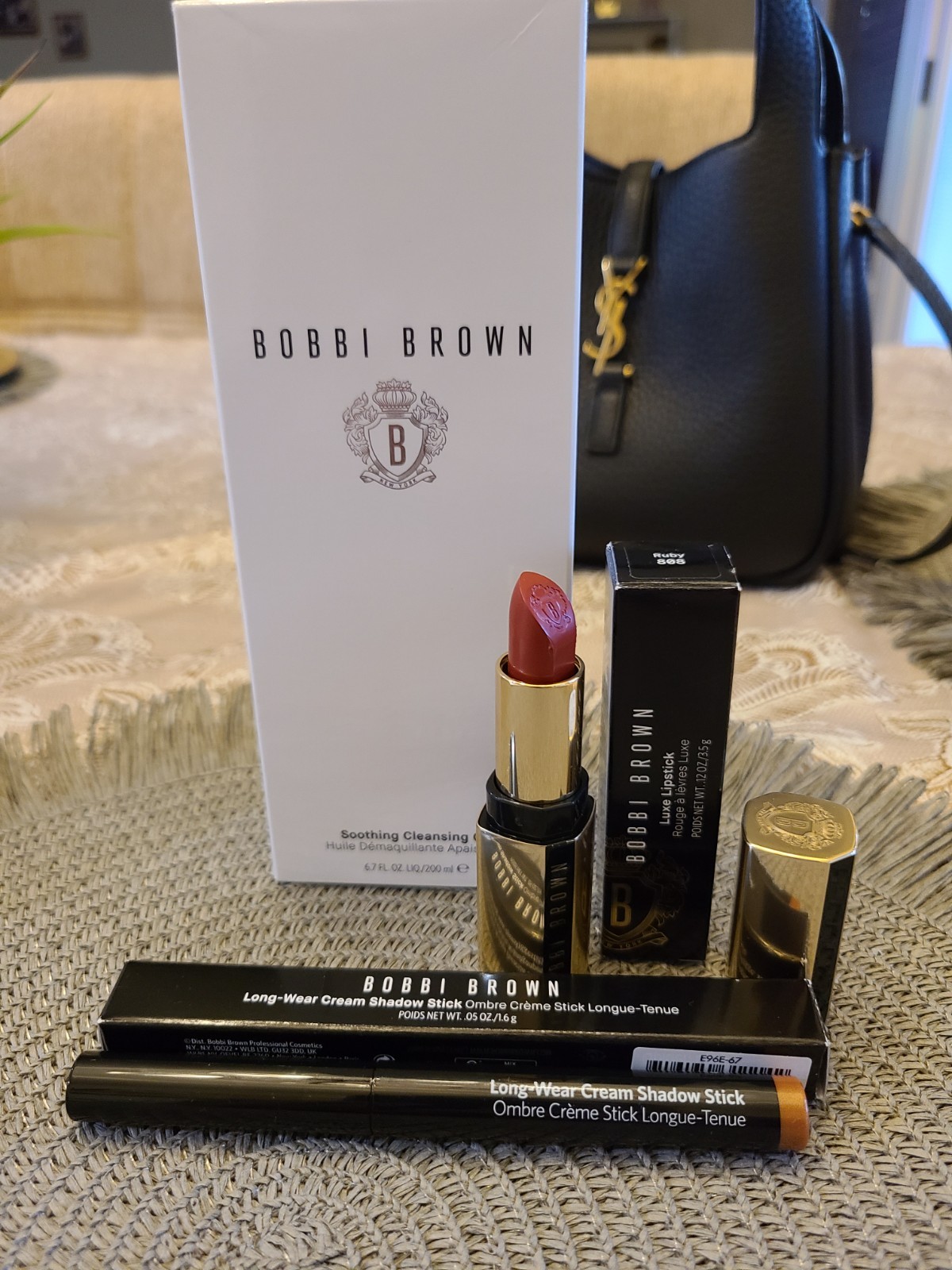 Bobbi Brown Soothing Cleansing Oil 6.7 oz + Luxe Lipstick Ruby + Shadow Stick