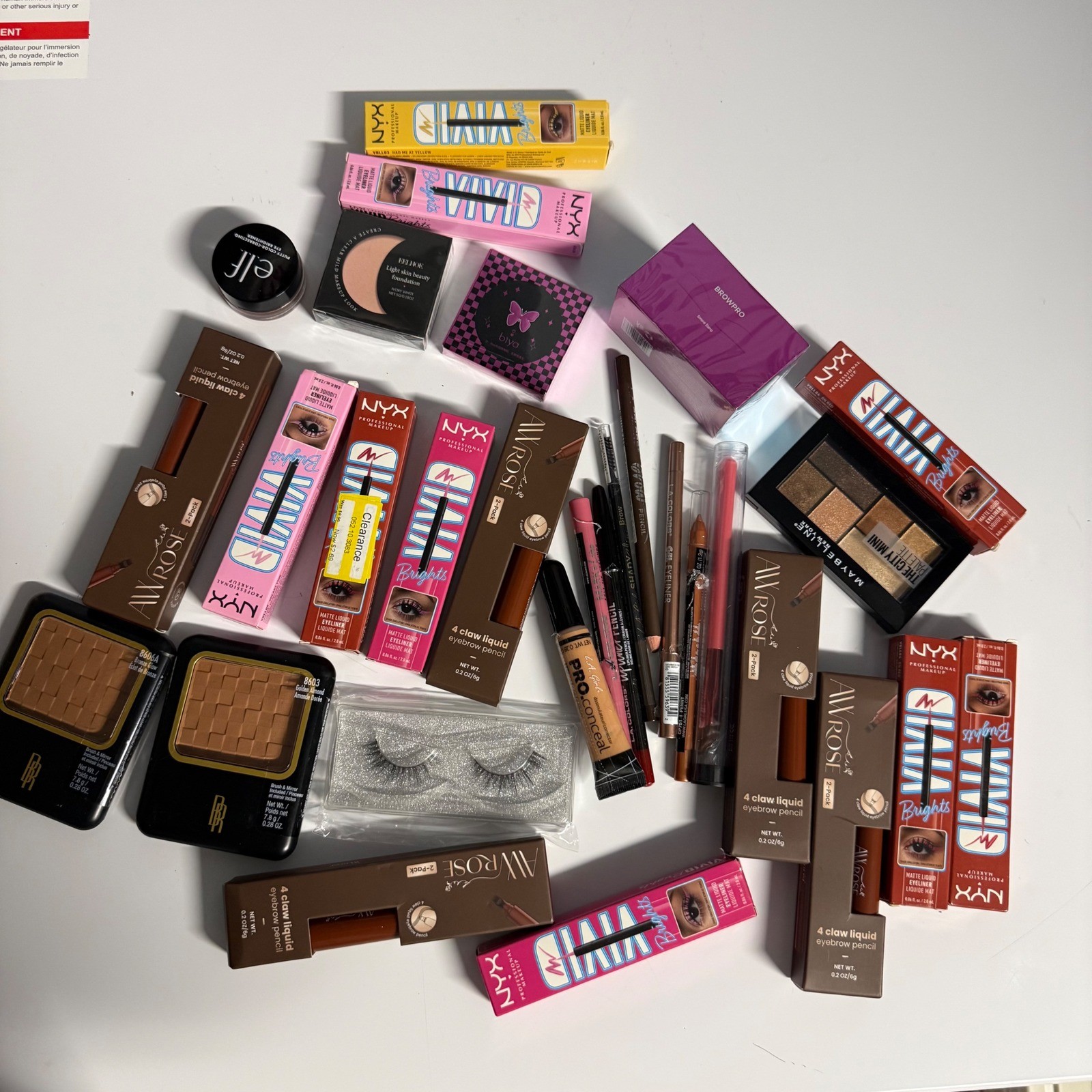 Huge Makeup Bundle NYX Vivid Brights Maybelline Black Radiance E.L.F. 25+ Pcs