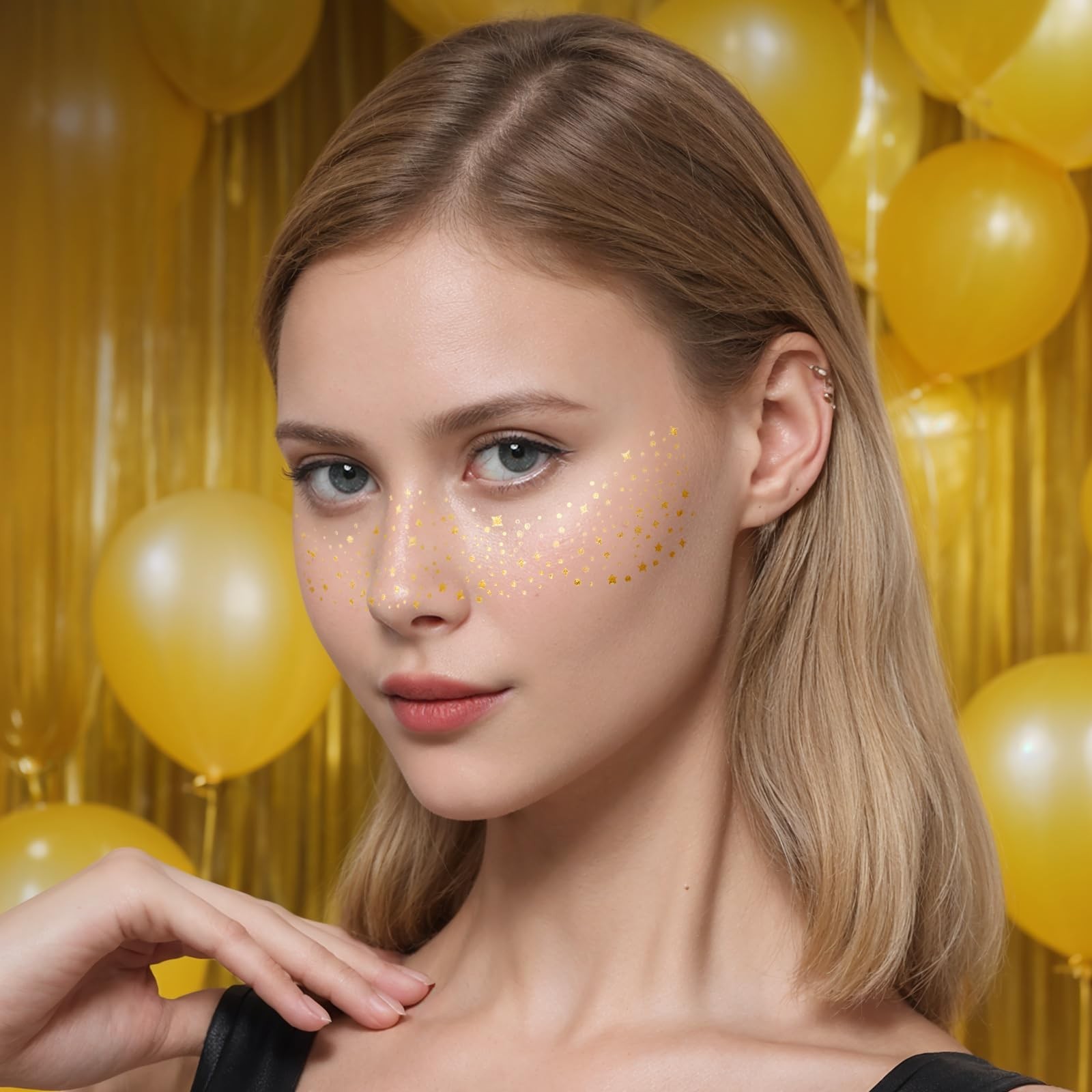 12Pcs Glitter Freckles, Glitter Freckles Gold Freckles, Face Glitter for Wome…
