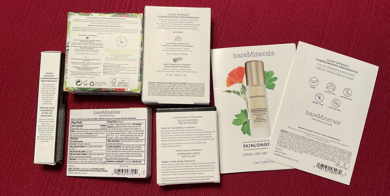 NEW BARE MINERALS LOT 7 LUX SERUM BRONZER & FULL SZ MINERALIST LIP GLOSS CLARITY