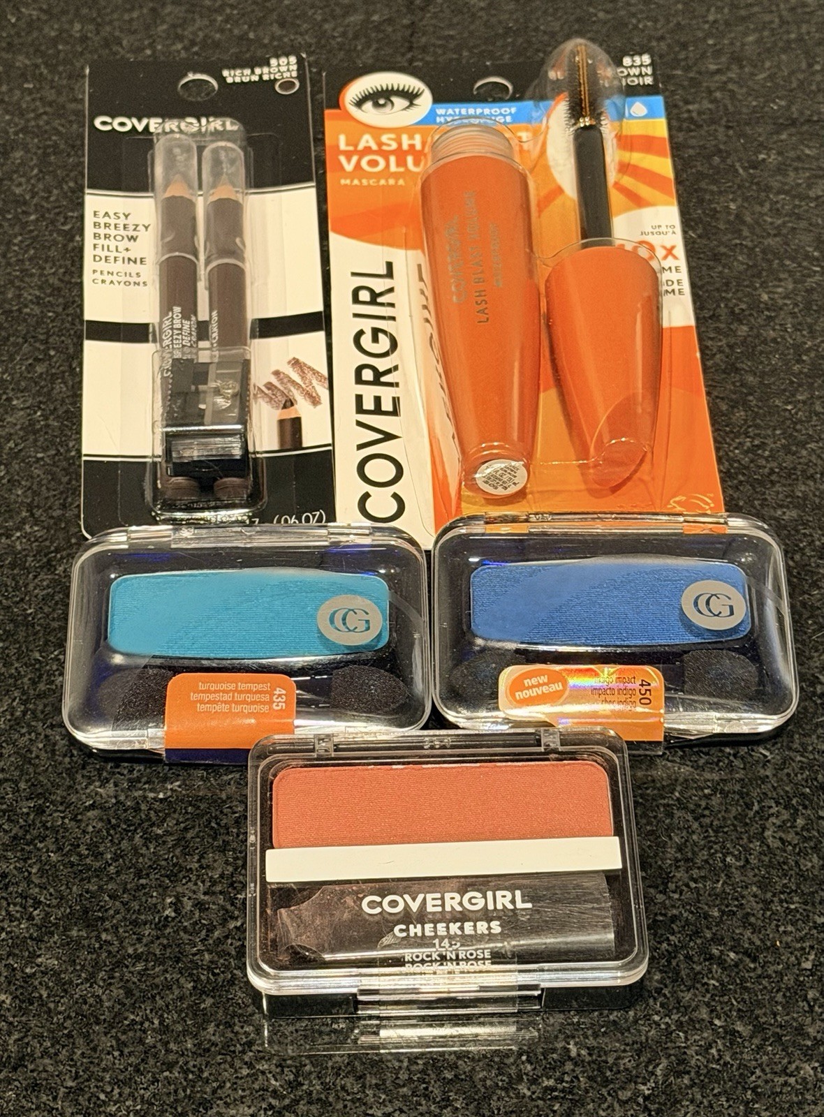 Y2K CoverGirl Makeup Lot 5 Sealed Discontinued Mascara Blue Shadow Blush Eyebrow