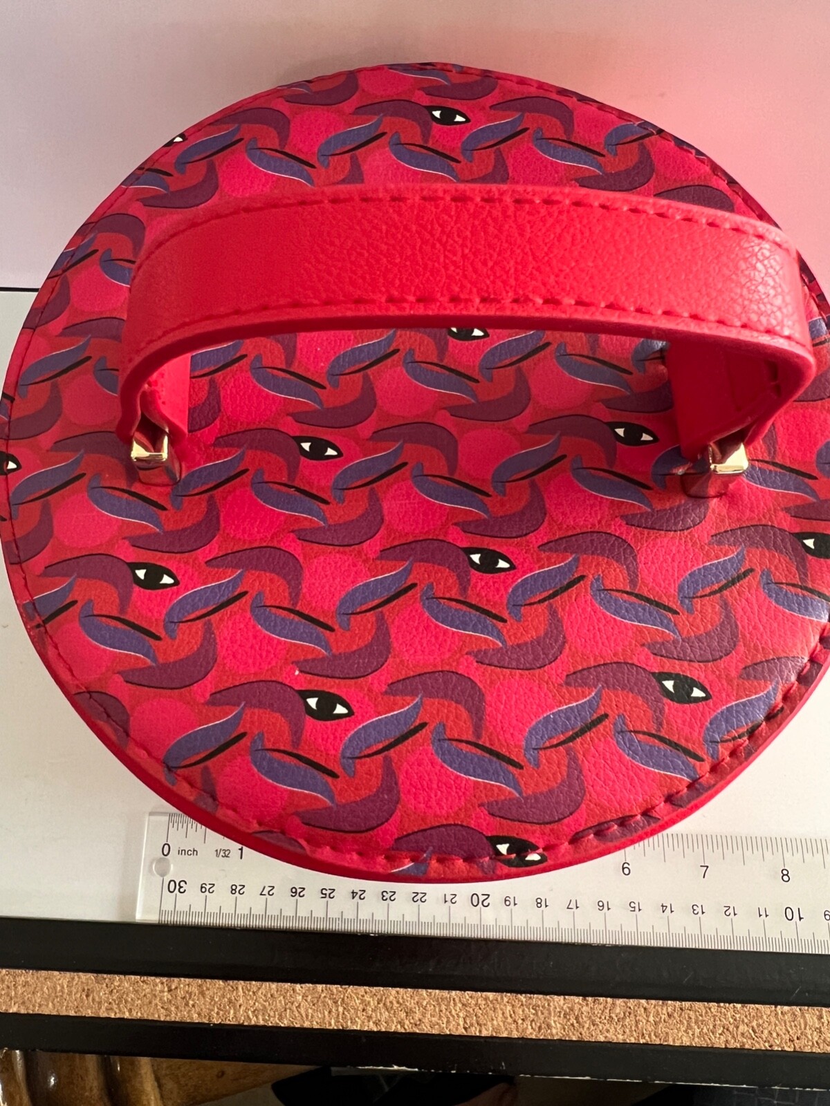 Lancôme makeup Travel Case 6″ Round Red Color NEW NO BOX”VIP GIFT RARE”FAST SHIP