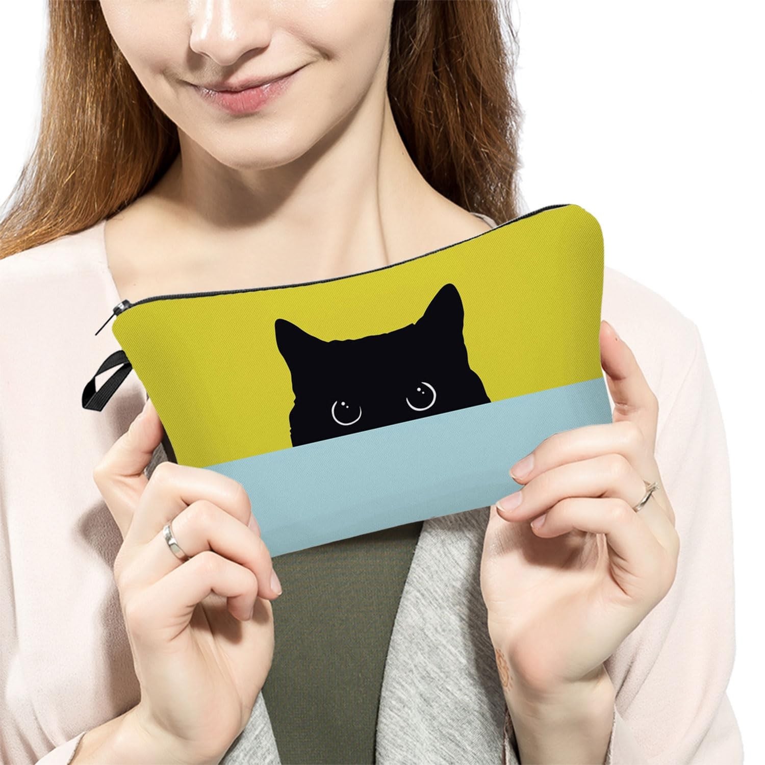 Kitten Gifts Black Cat Makeup Bag Cute Makeup Organizer Bag Travel Toiletry Z…