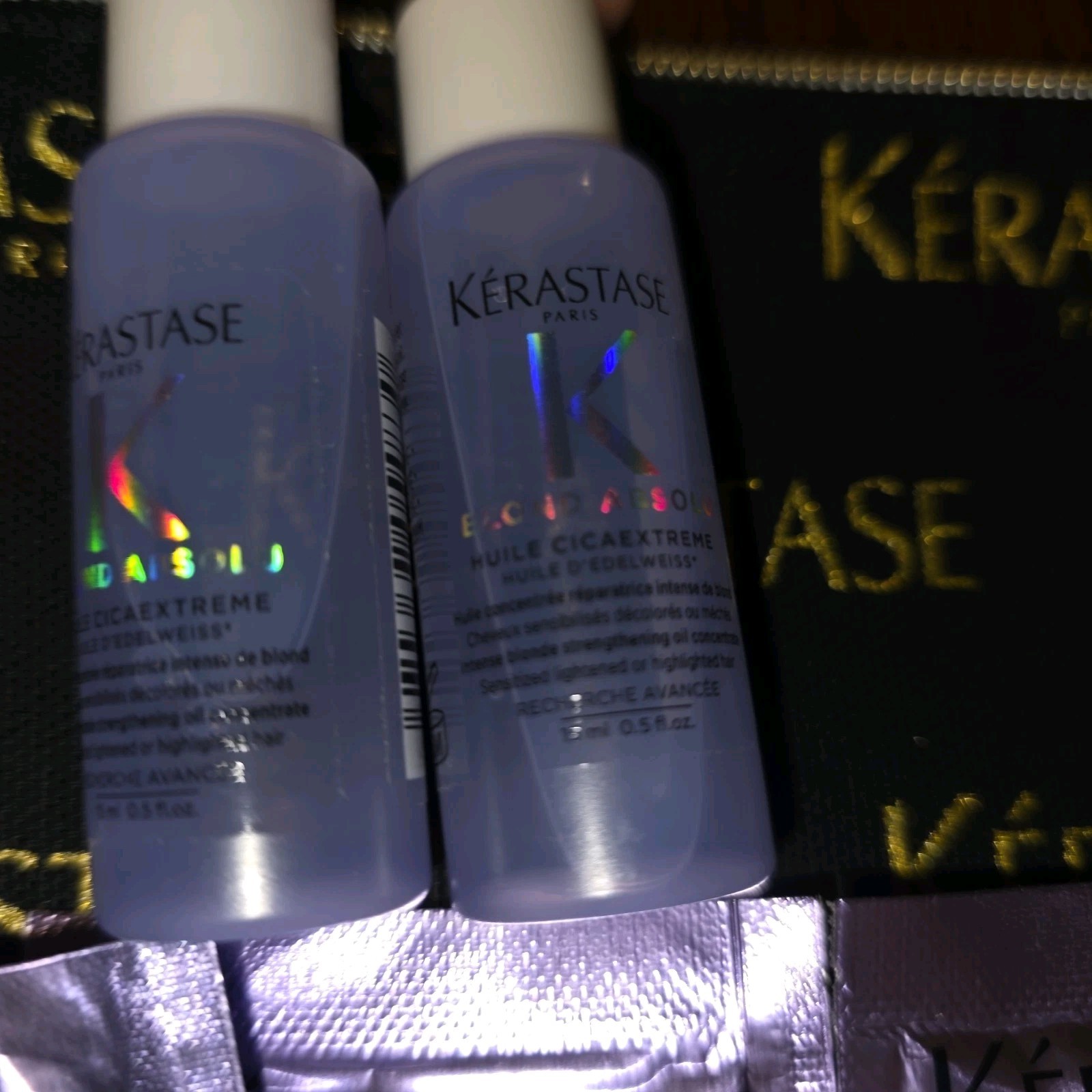 KERASTASE BLOND ASOLU SAMPLE Packet LOT WITH MAKEUP BAG