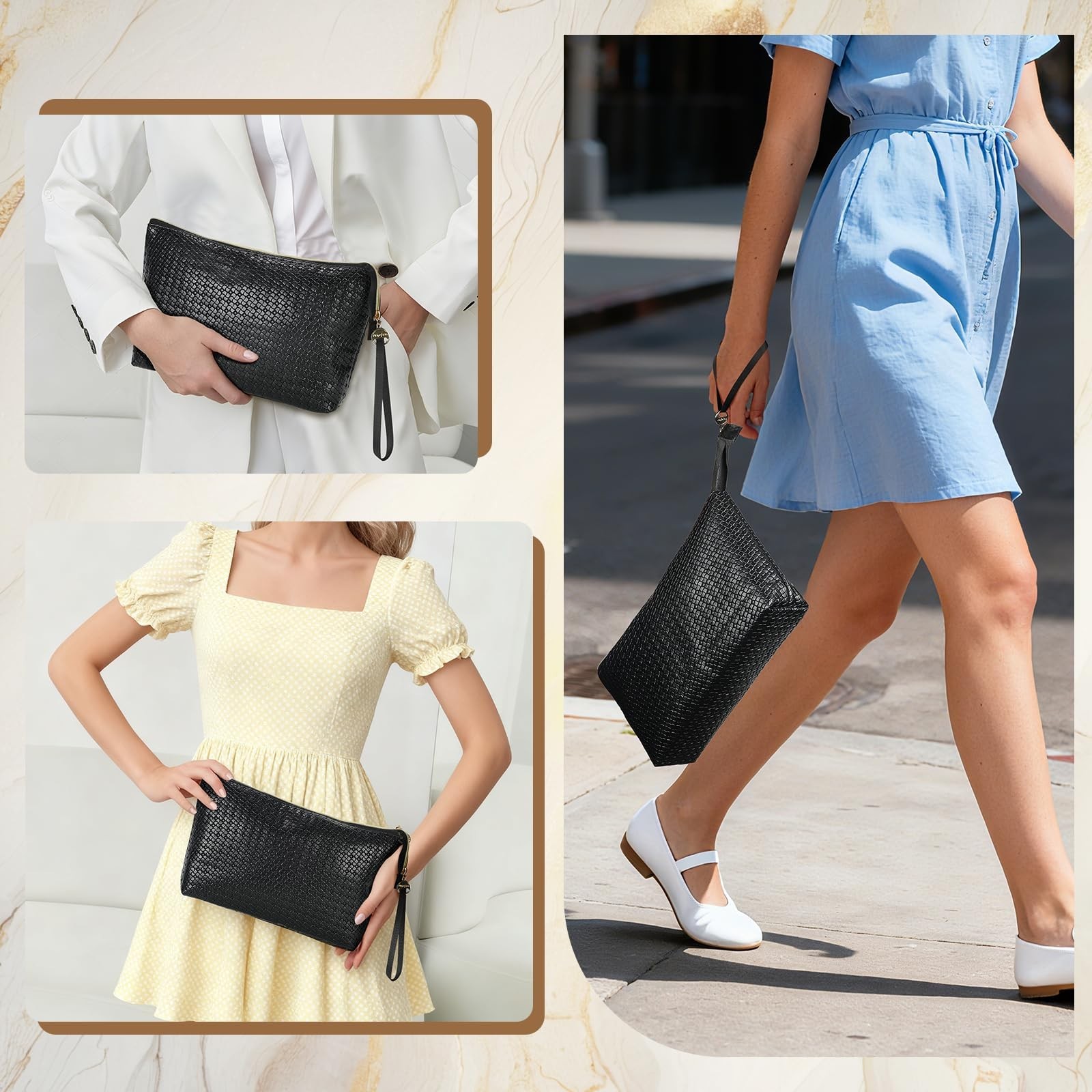 Large Makeup Bag with Wrist Strap, PU Leather Cosmetic Bag, Travel Toiletry P…