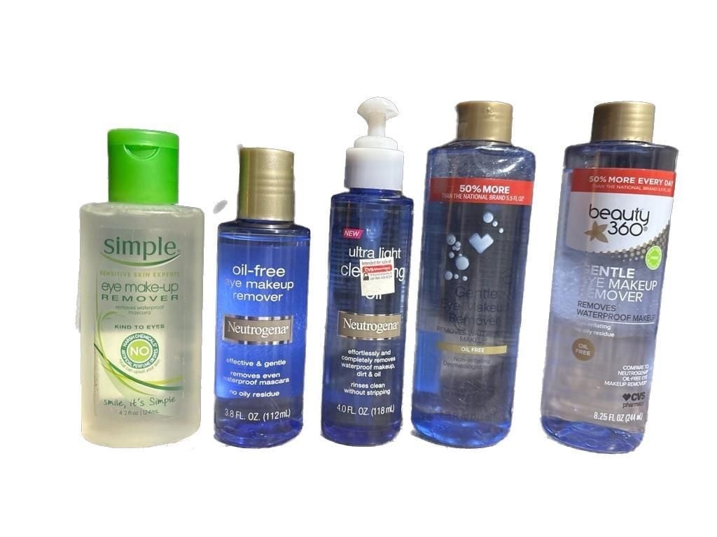 Mixed Lot of 5 Eye Makeup Removers and Cleansers including Neutrogena, Simple, a