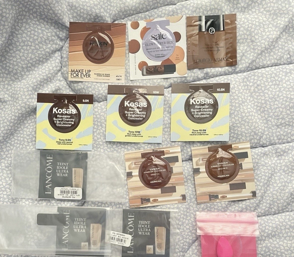 LOT of 48 SEPHORA Samples Beauty Blenders Foundations Concealers Dark Skin Tones