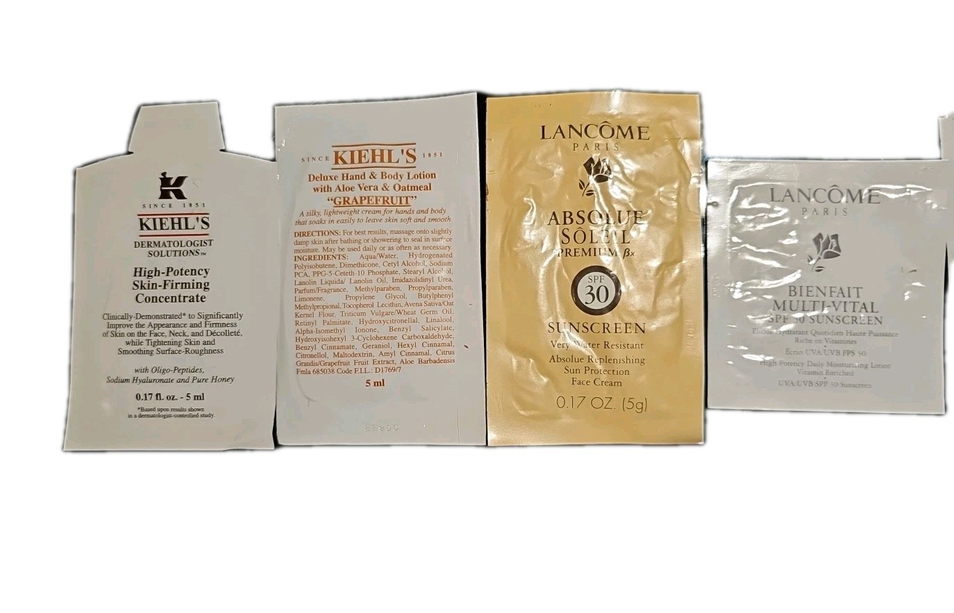 10 Piece Beauty Sample Size Lot Lancome, Kiehl’s, Armani &Kate Somerville