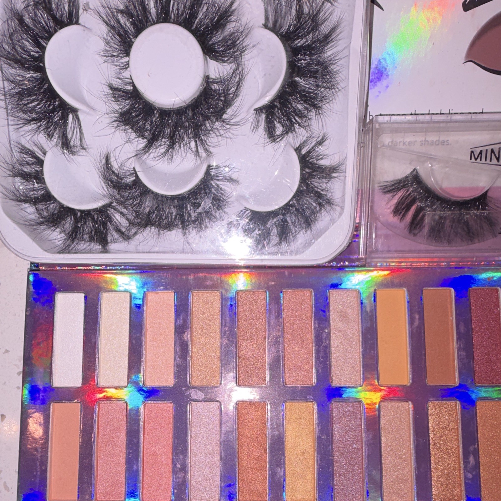 MINK 3D HAIR 3D False Eyelashes Mixed Lot Bundle w/ Eyeshadow Palette