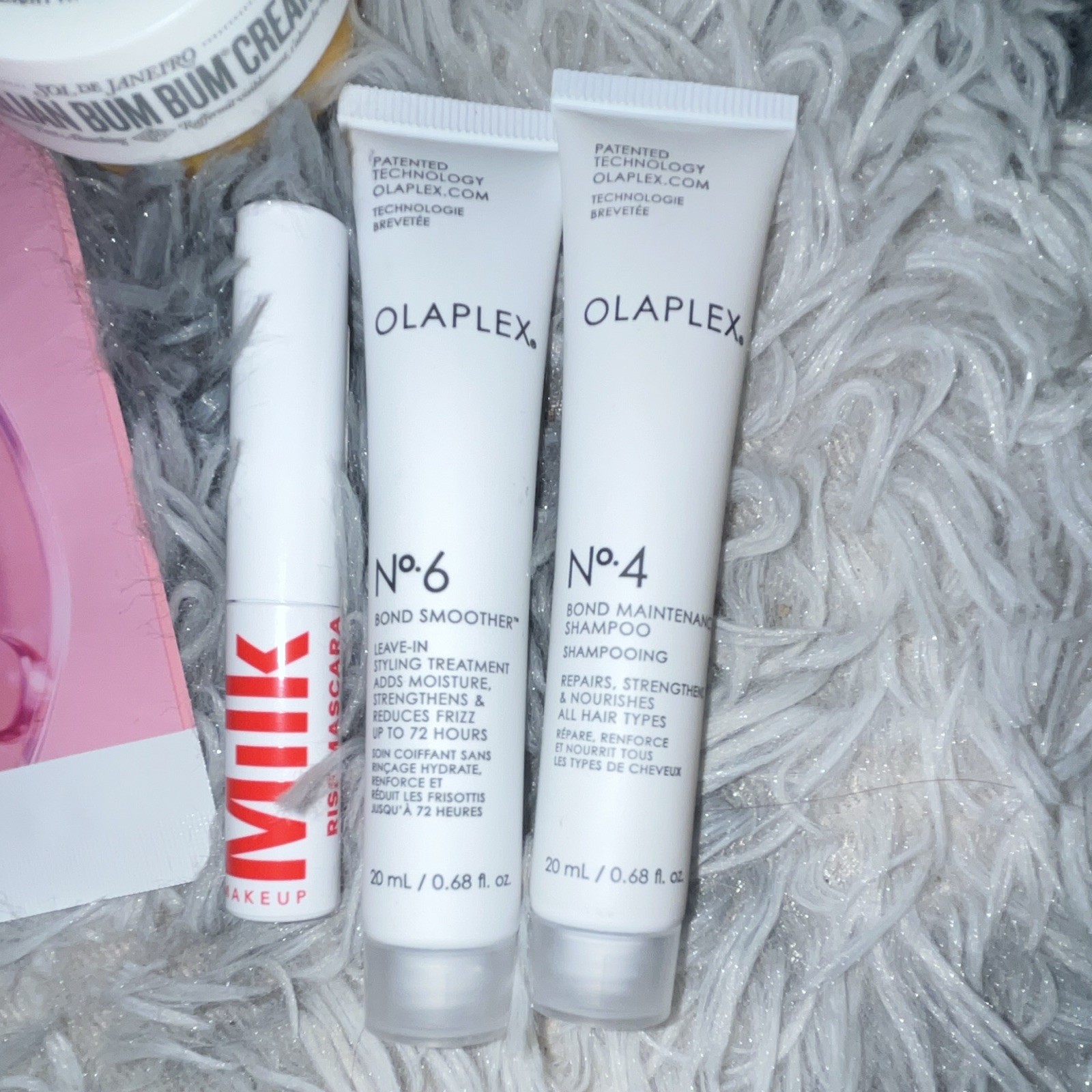Assorted Travel/Sample Beauty Lot medicube PDRN Mask, Olaplex No.4/6, Milk/SOL