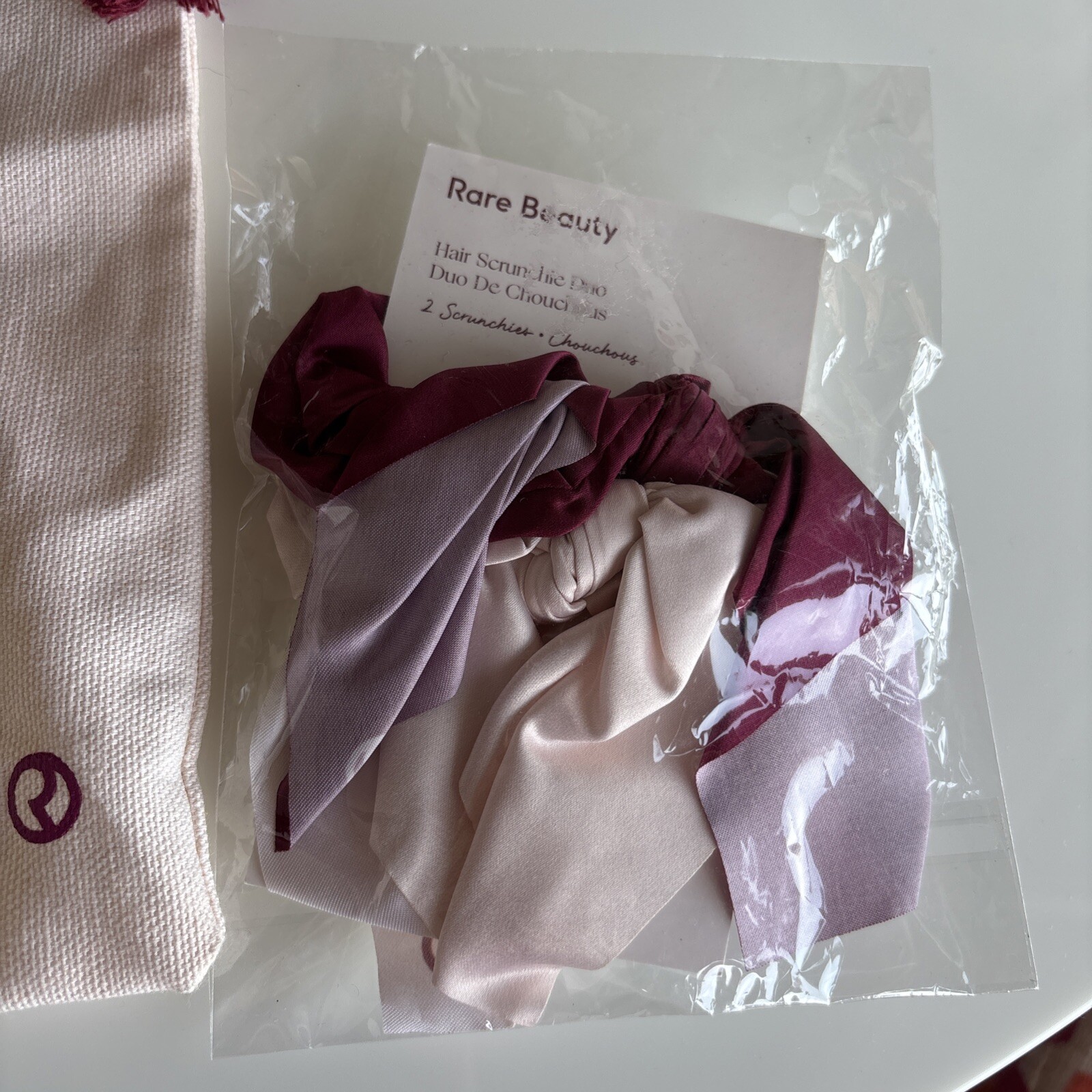 LOTS OF 3 RARE BEAUTY HAIR SCRUNCHIE DUO+SOFT RADIANCE SETTING POWDER+POUCH