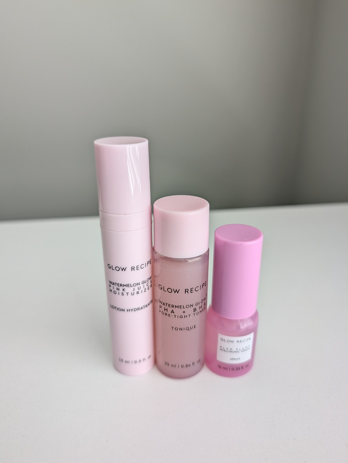 GLOW RECIPE Skincare Lot of 3 Serum Toner Lotion Travel/Sample Size 10ml-25ml