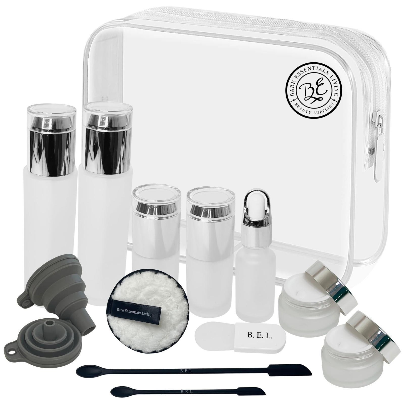 14 Pcs Travel Skincare Containers Set-TSA Approved Toiletry Bag & Glass Trave…