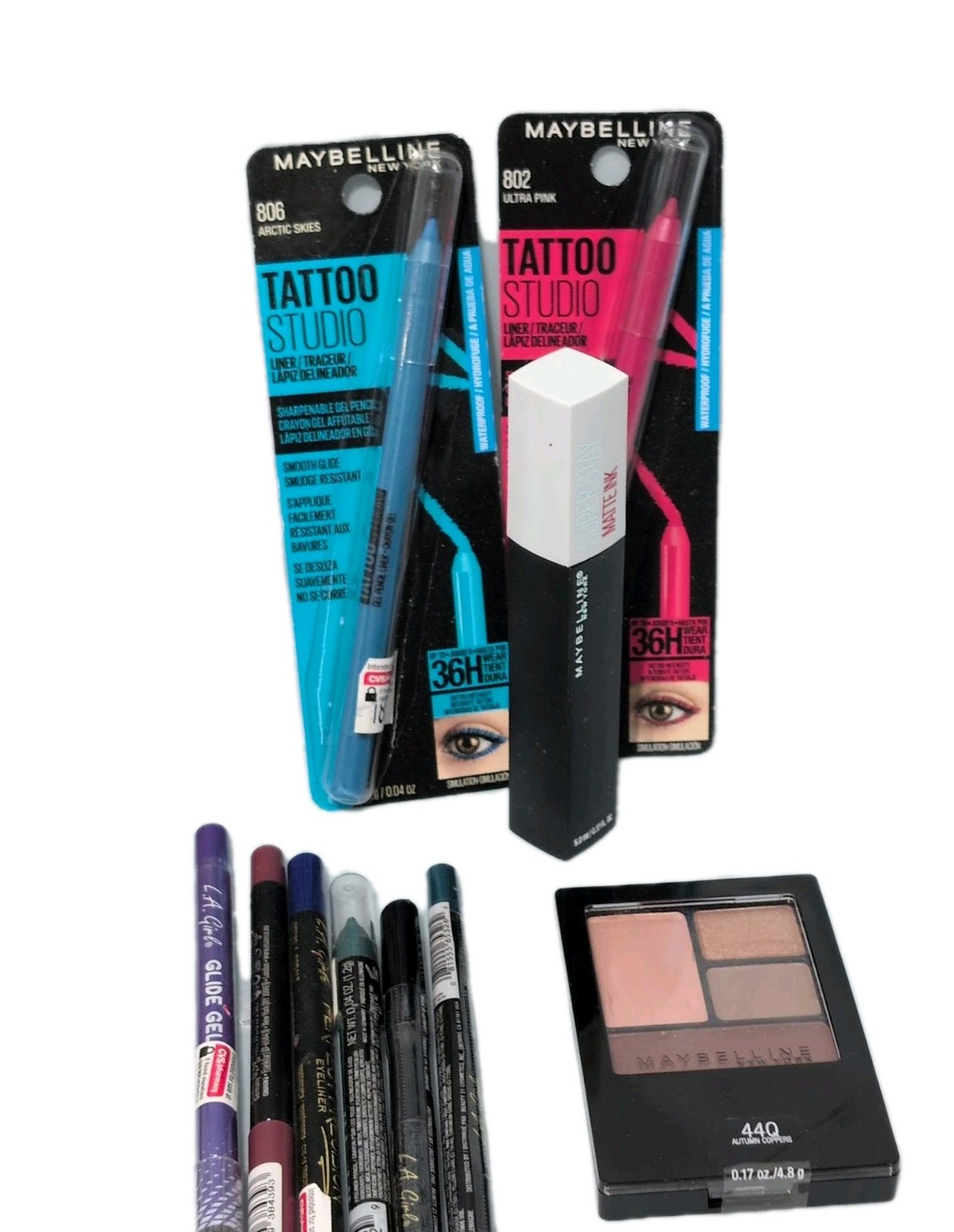 Eye Makeup Bundle 15 Pc Eyeshadow Palette Eyeliner Set Maybelline CoverGirl