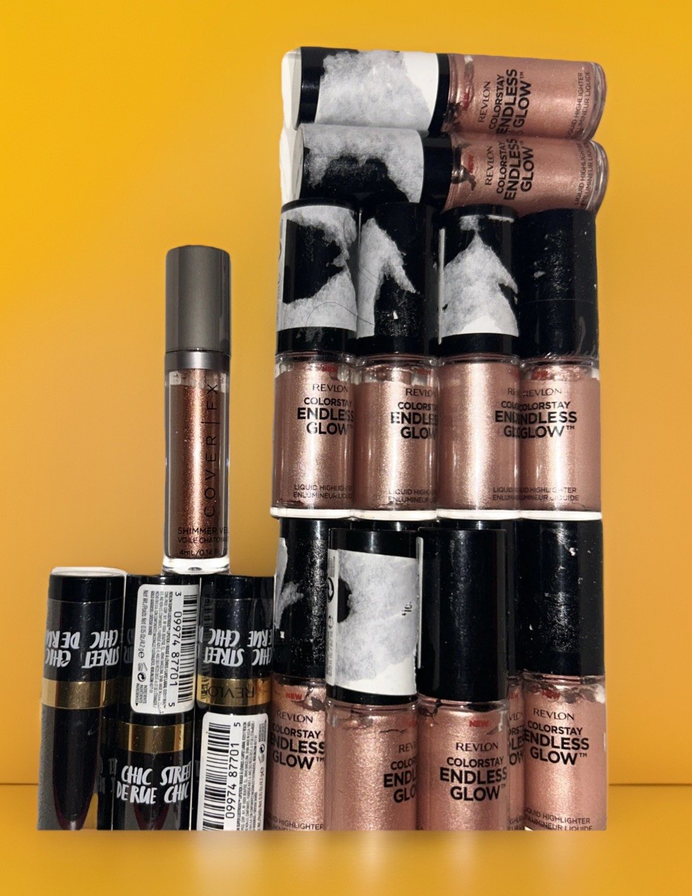 REVLON LOT. 3 Lipstick/Pearl/041. 12 Rose Quartz Highlighter. 1 Bronze Eyeshadow