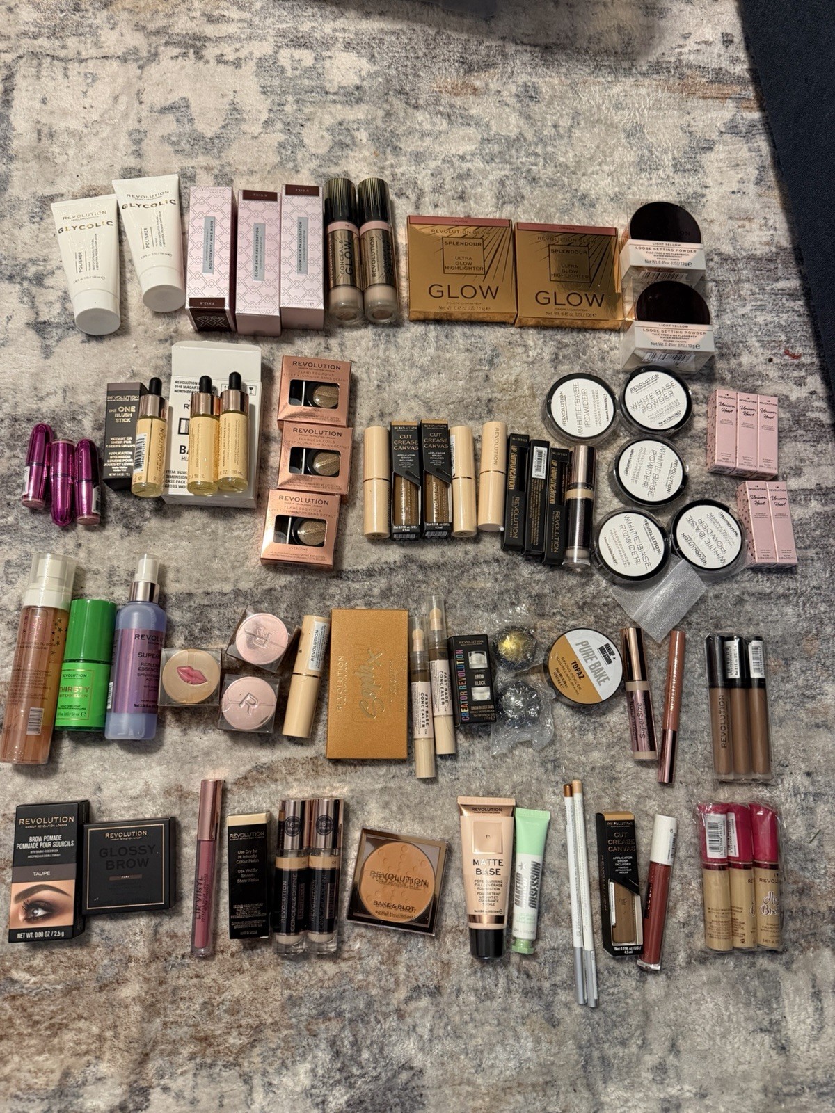 NEW Lot Of 75 Piece Revolution Makeup Bundle Powder Lip Shadow Palette Primer +