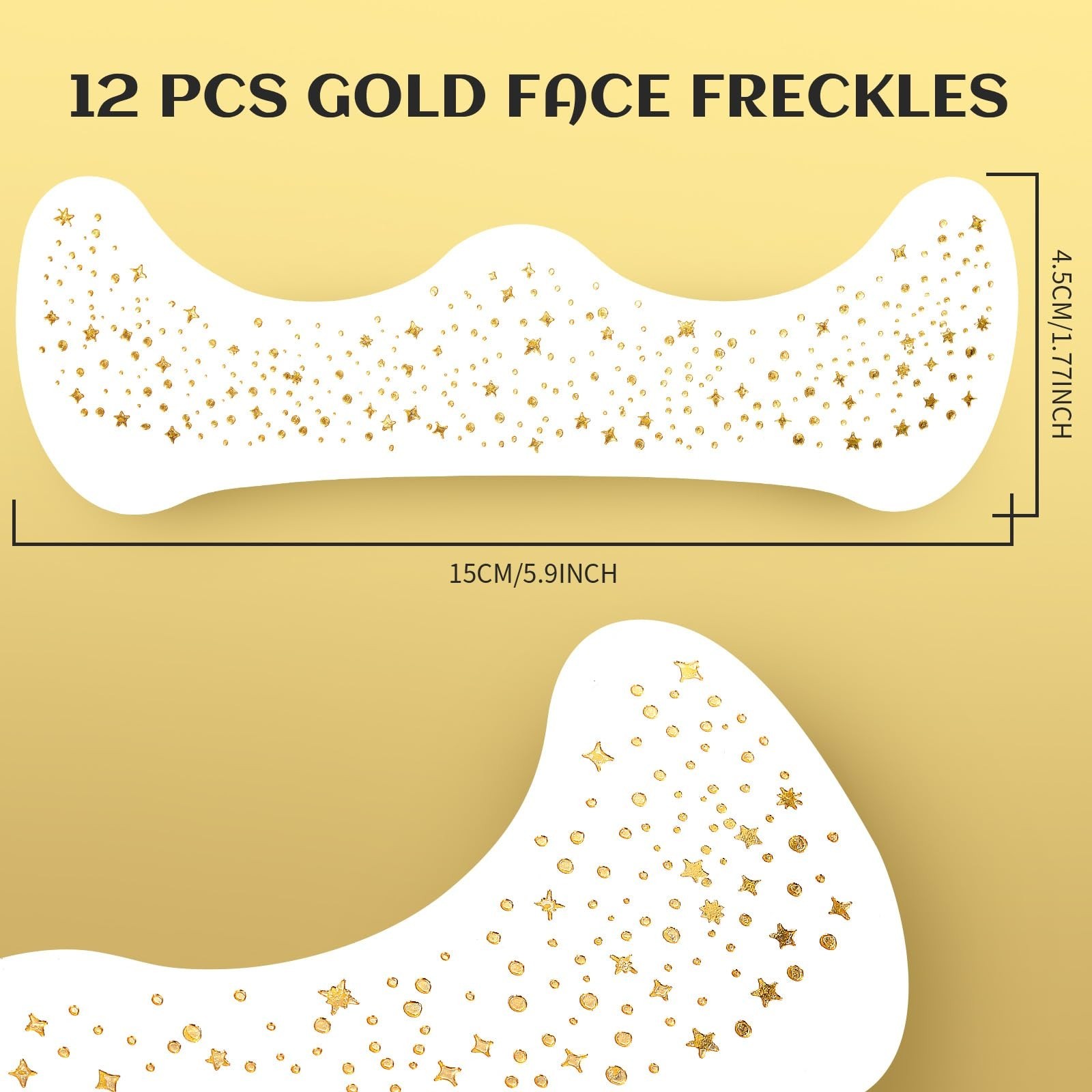 12Pcs Glitter Freckles, Glitter Freckles Gold Freckles, Face Glitter for Wome…
