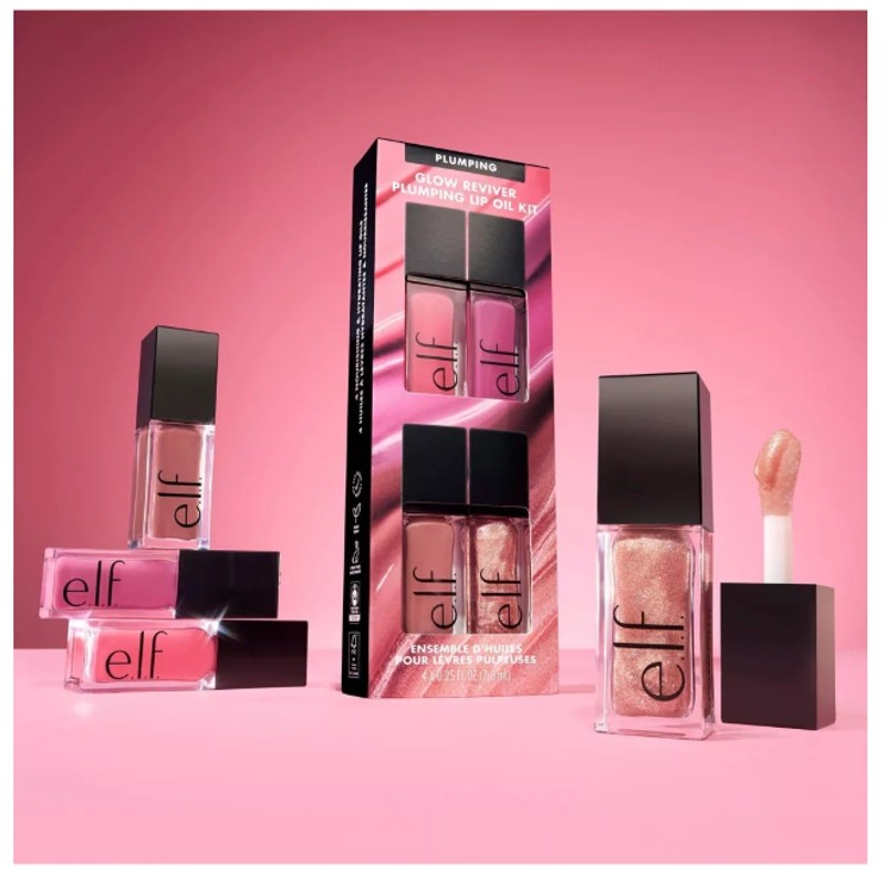 e.l.f. Glow Reviver Plumping Lip Oil Kit (4 lip oils) – NEW in box