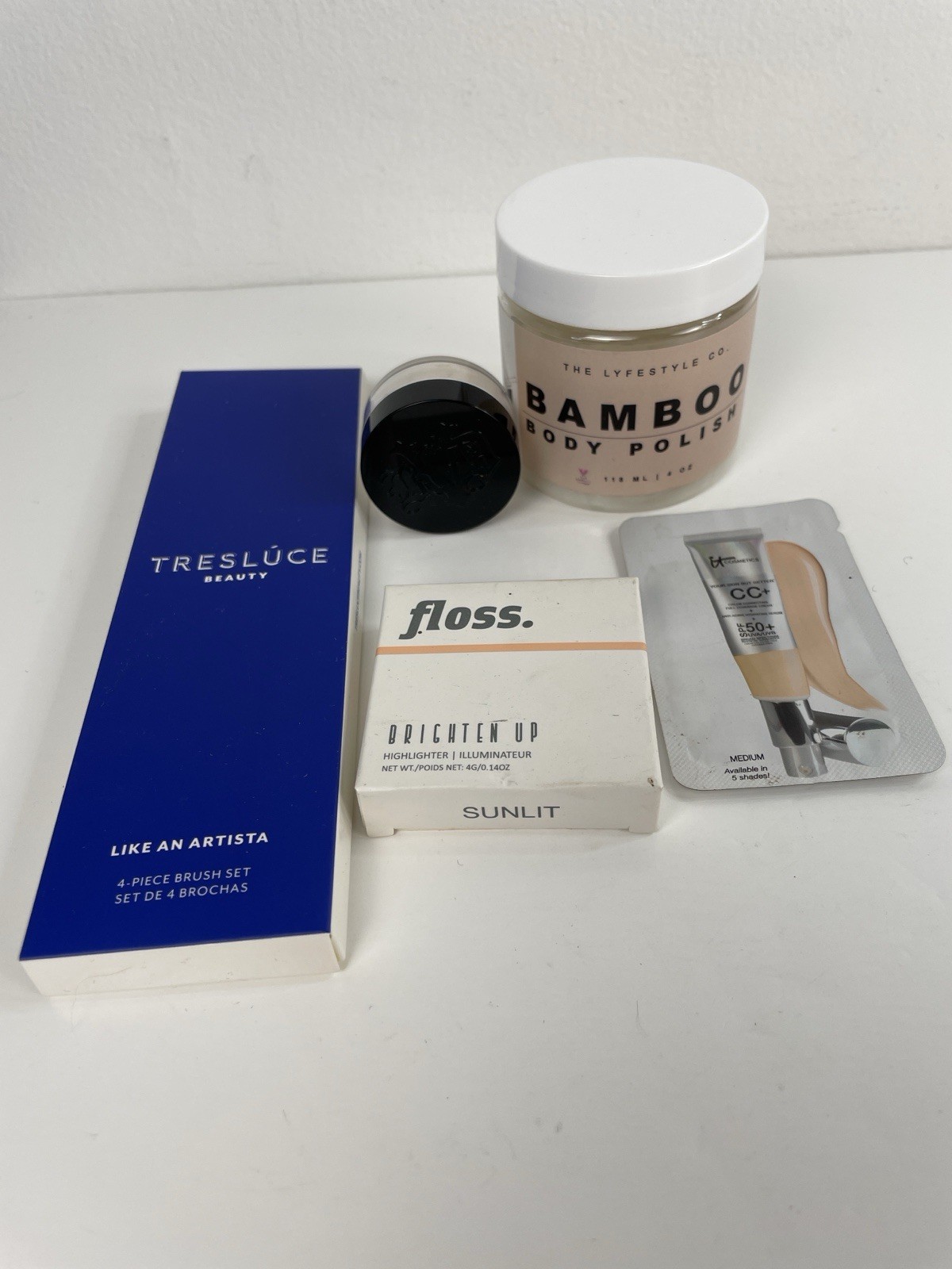 Cosmetic Lot 5 Items Setting Powder Foundation Brush Set Body Polish Highlighter