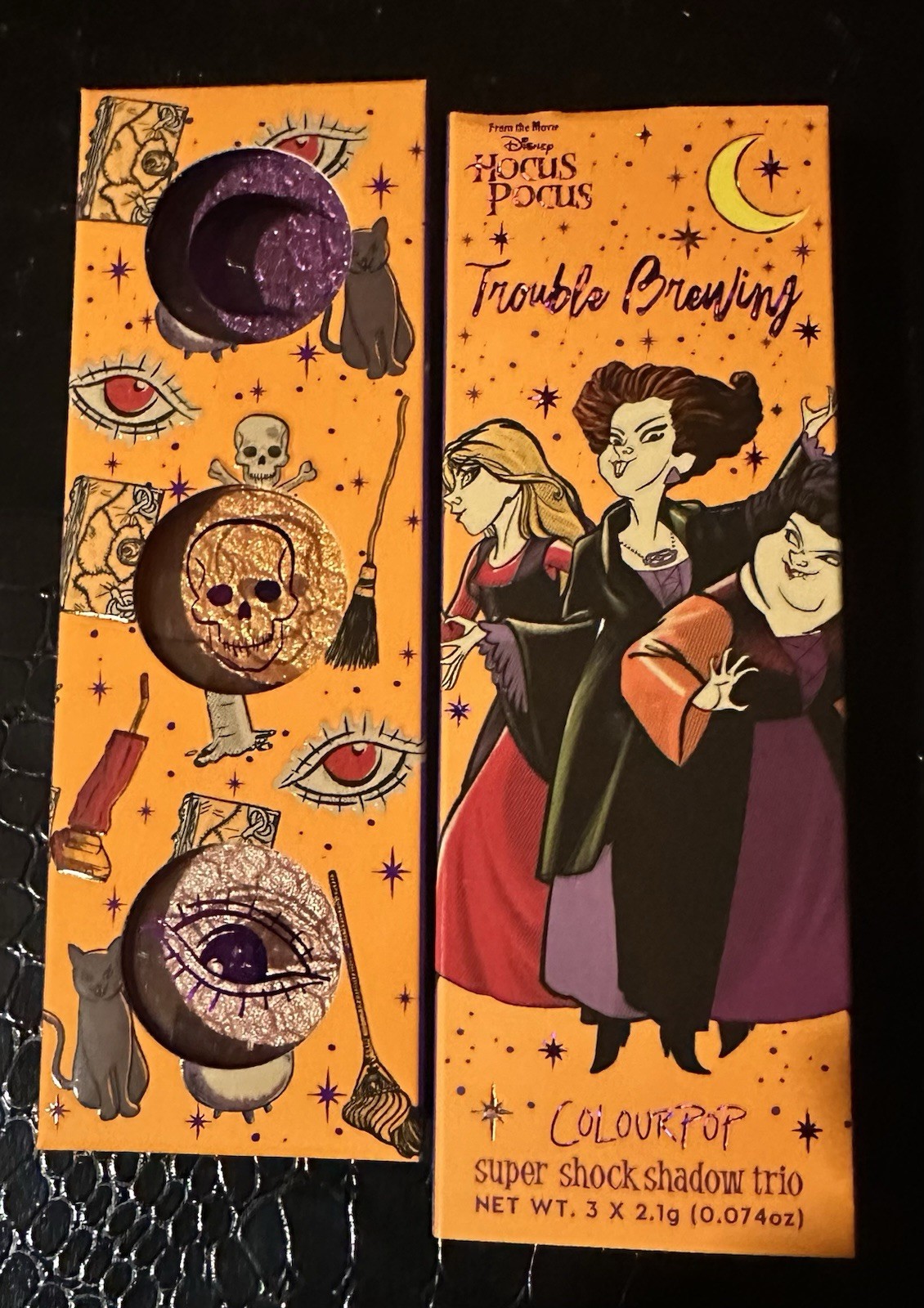 Colourpop Hocus Pocus Black Flame Candle, Cat Mirror and Super shock Shadow Trio