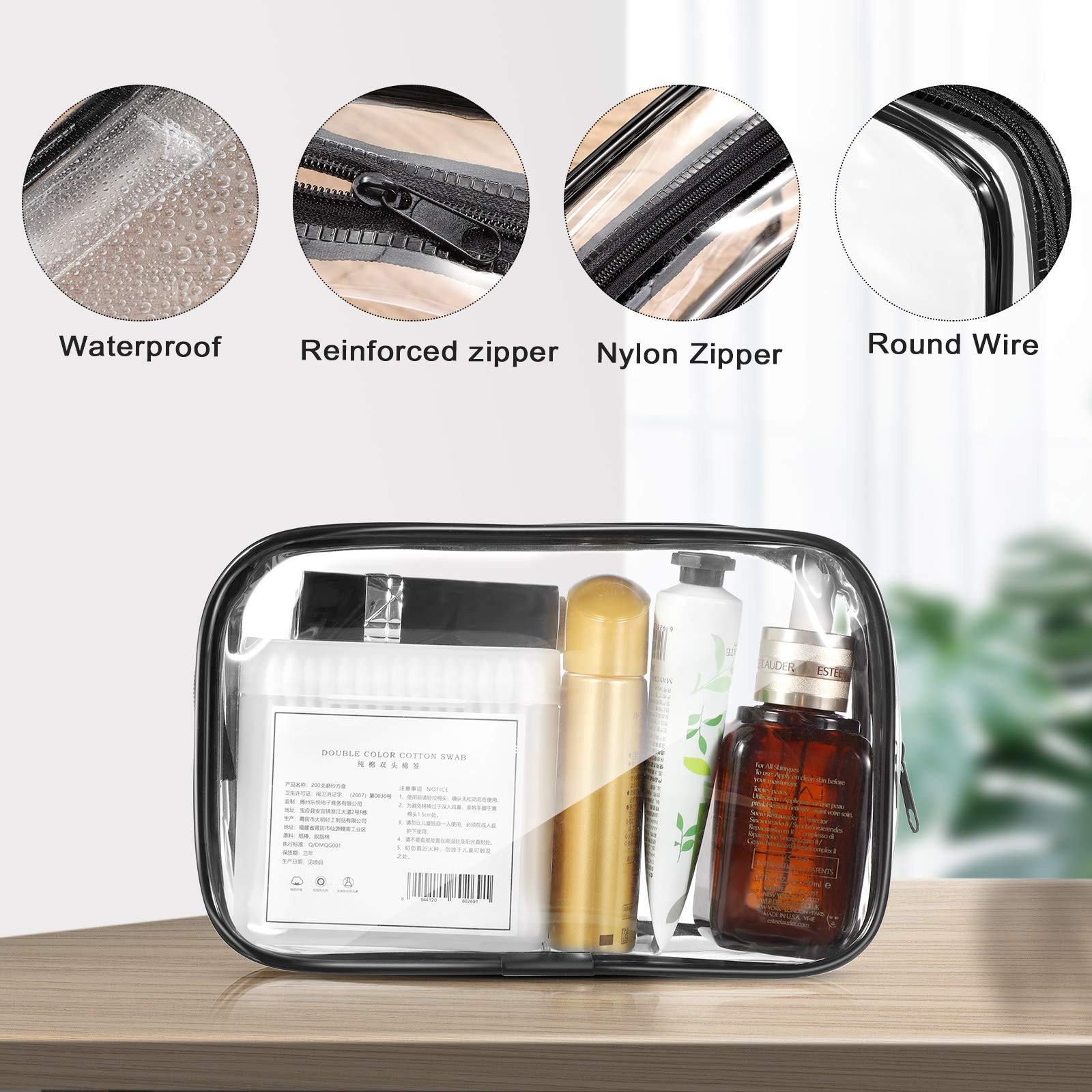 Saintrygo 18 Pack Clear Makeup Bags 7 x 5 PVC Cosmetic Bag Plastic Zippered P…