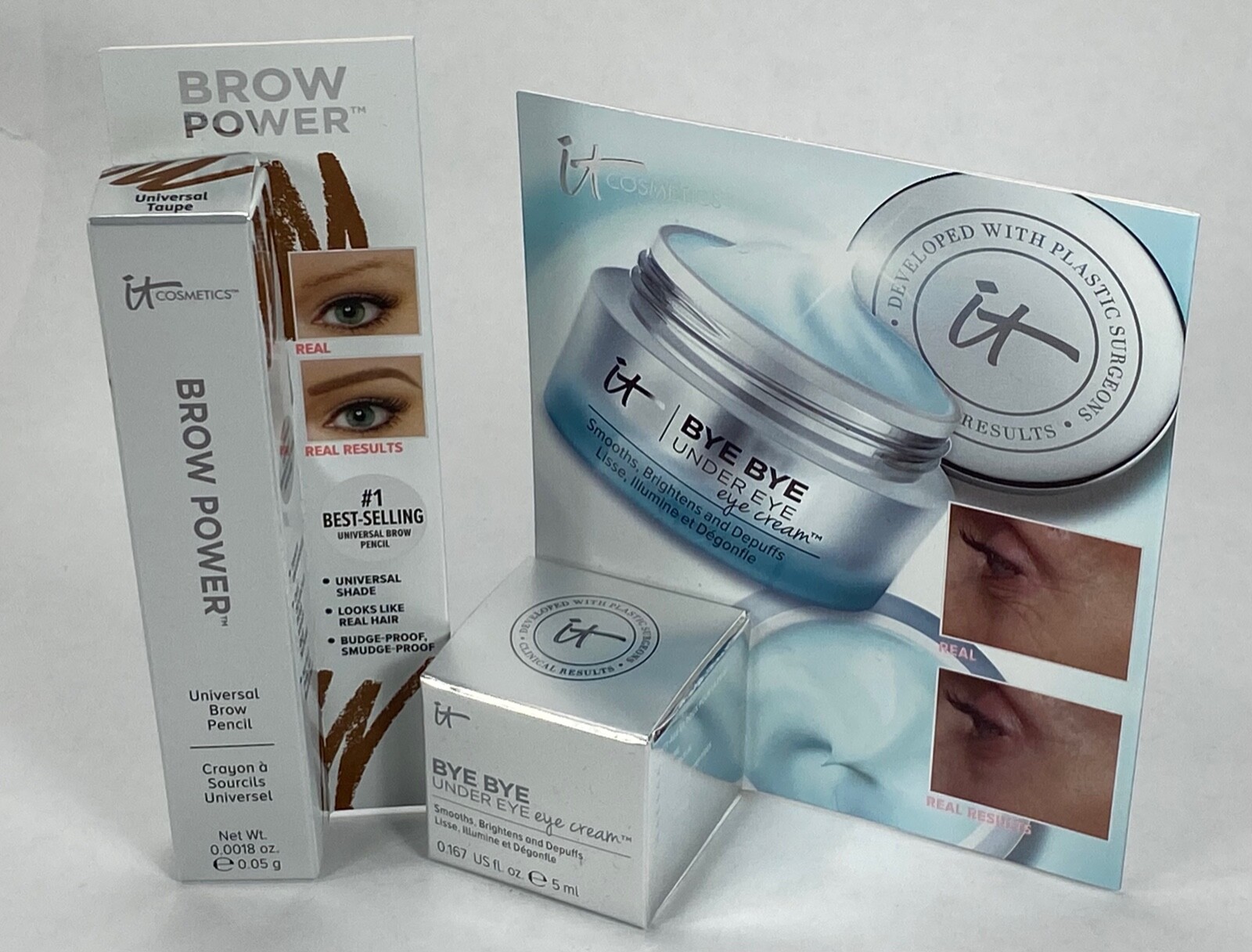 Makeup Lot IT Cosmetics Brow Power Universal Taupe & Bye Bye Under Eye Cream NIB