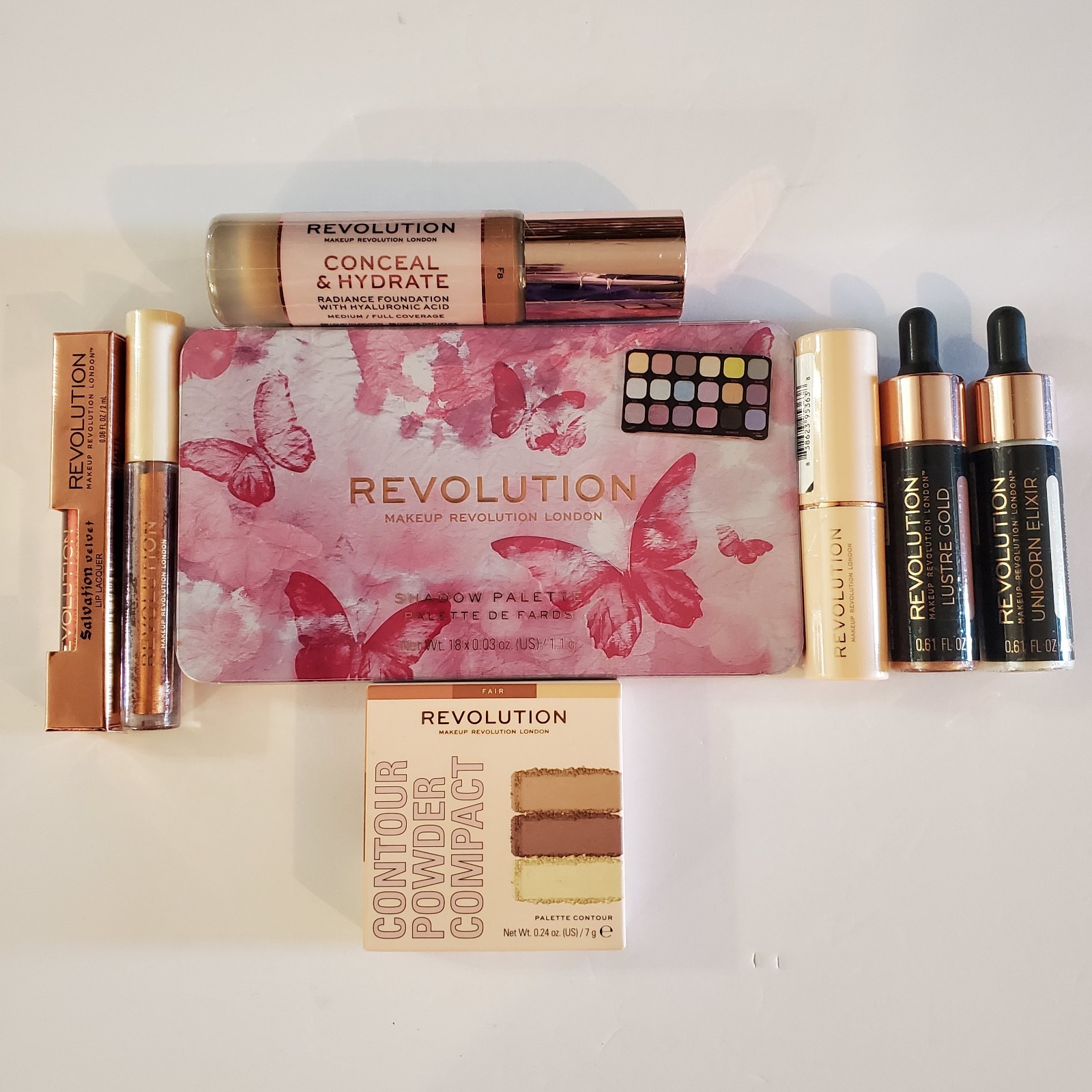 New 8 Piece Makeup Lot Eyeshadow, Concealer, Foundation, Lip Gloss, Highlighter