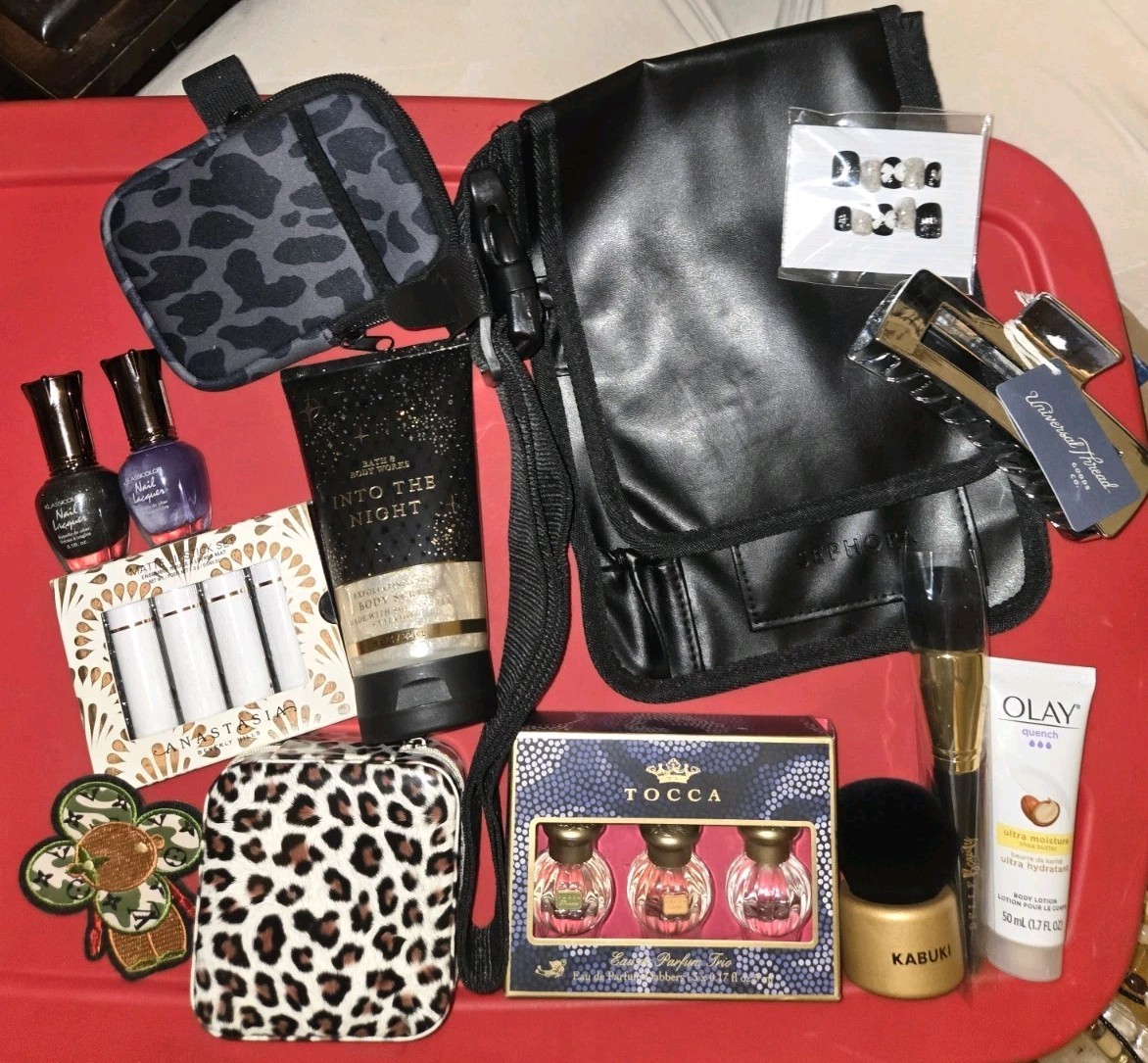 Makeup Cosmetic~Beauty Bundle Lot~14 PC ALL NEW~Sephora Bag Fragrances Lotion