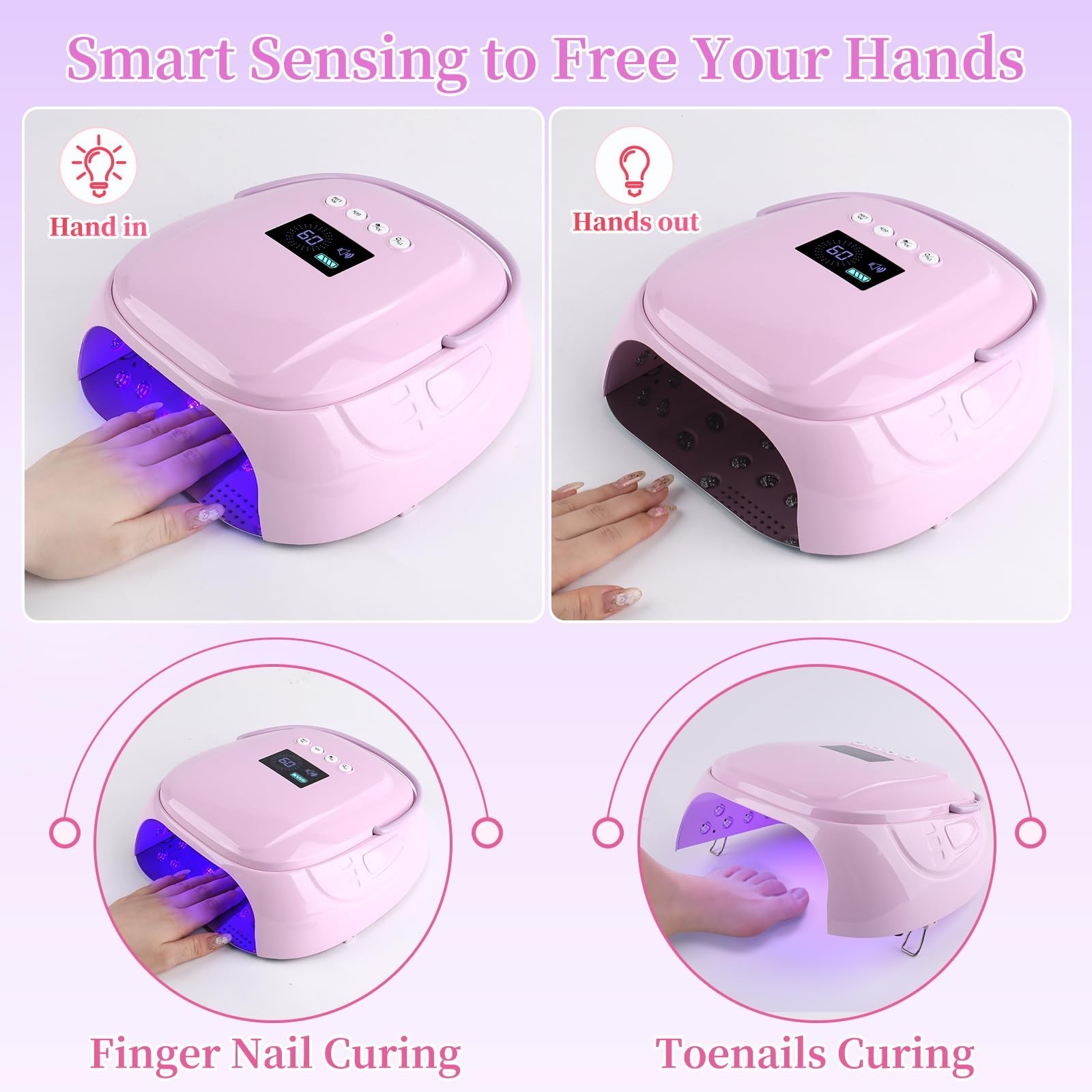 126W Rechargeable UV LED Nail Lamp, Portable Cordless Nail Dryer with Auto Se…