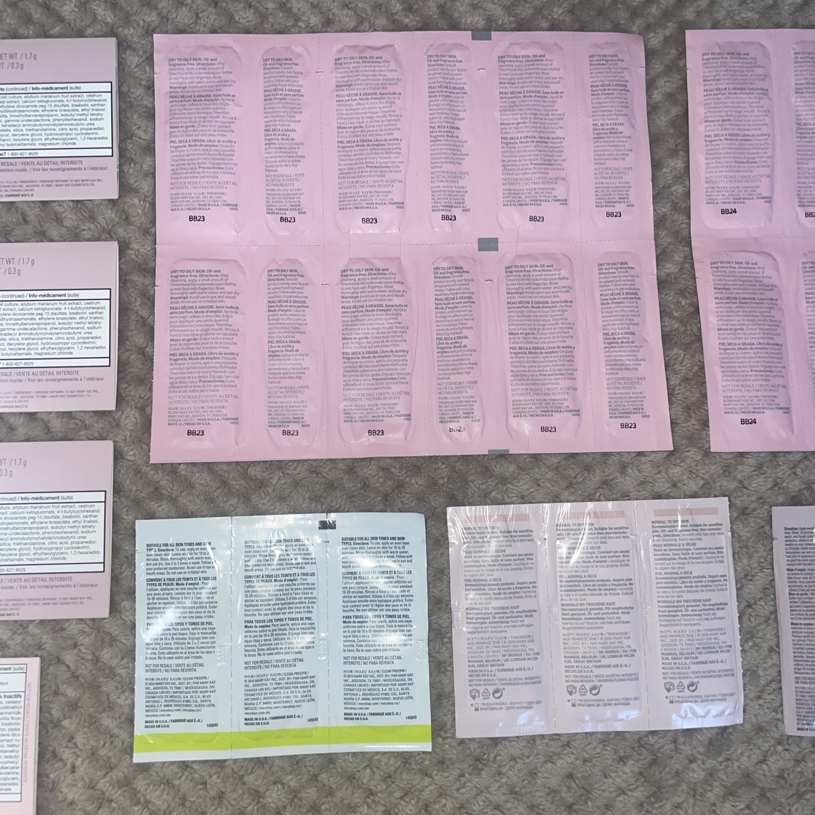 MARY KAY SAMPLES LOT Skincare Timewise Satin Hands Clearproof Clay Mask