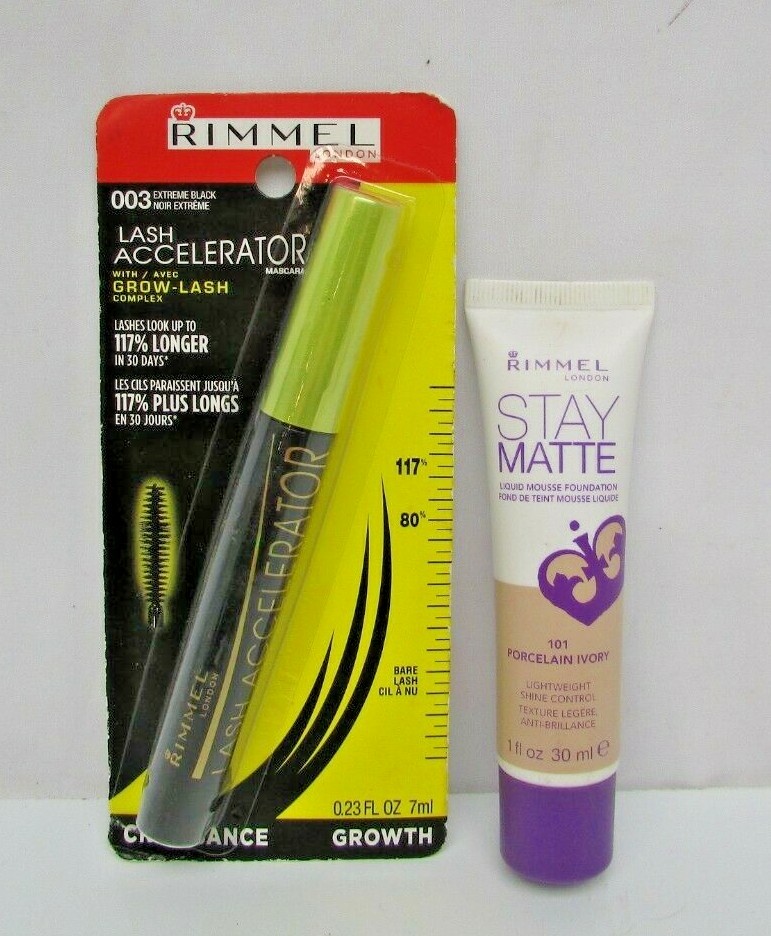 Rimmel Stay Matte Liquid Foundation Porcelain Ivory & Extreme Black Mascara NEW