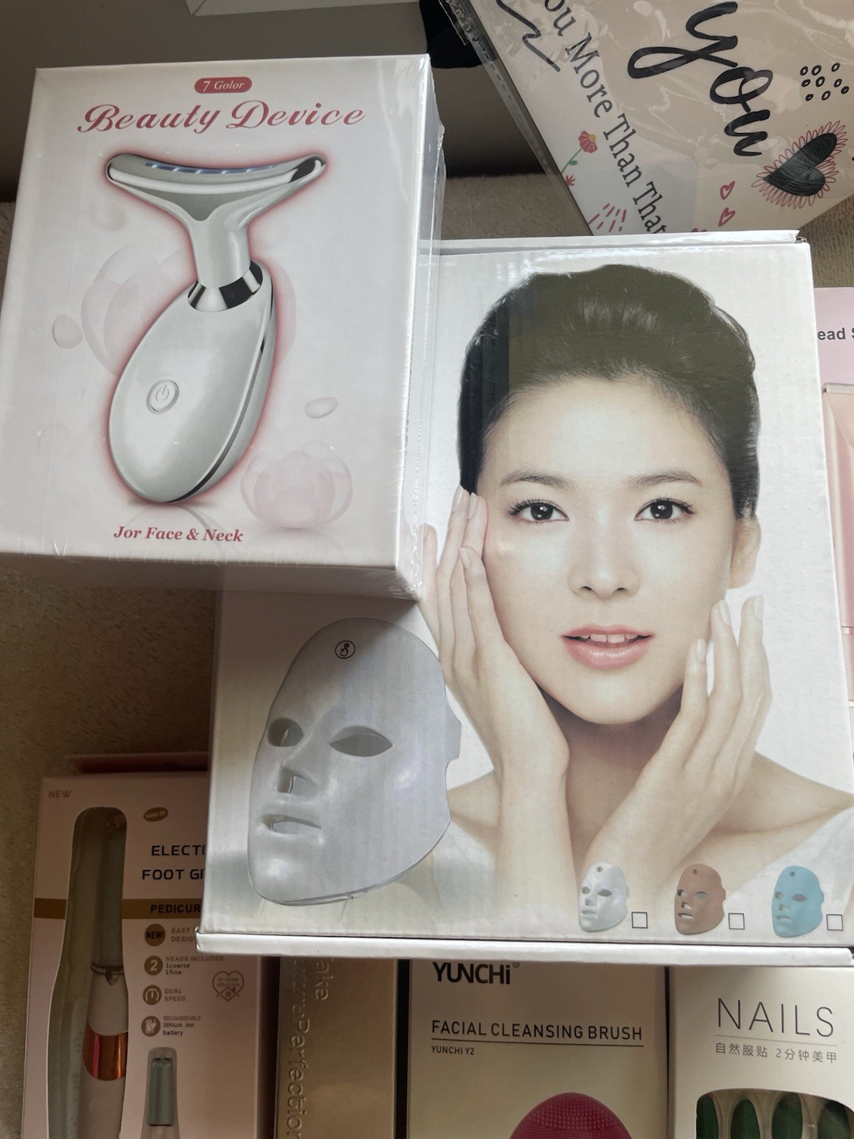 Korean 7 Color LED Skincare Face Rechargeable Face Mask & Neck Device & More