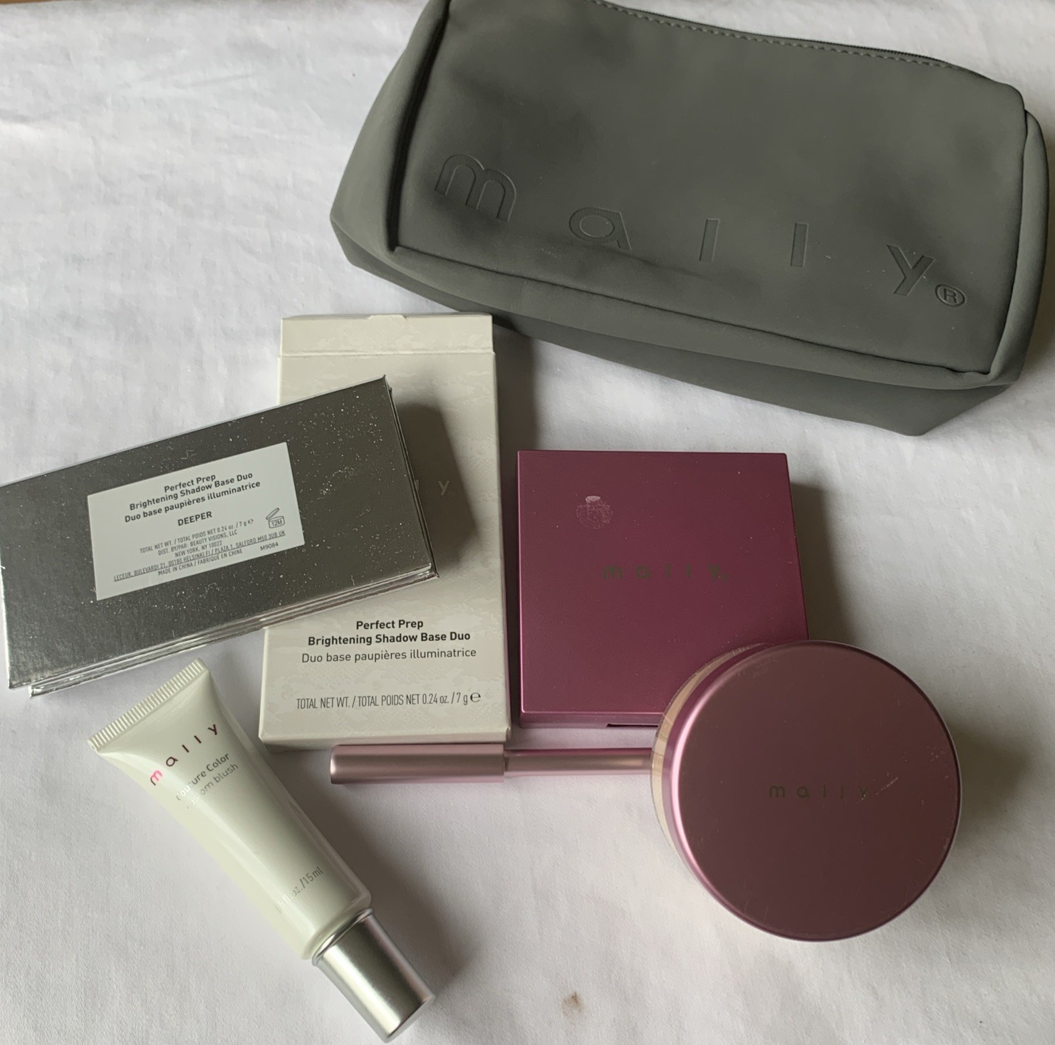 Mally Makeup Bundle! Poreless-ph Blush-Pdr-Eye Prep Duo-Brush & Makeup Bag-6pc