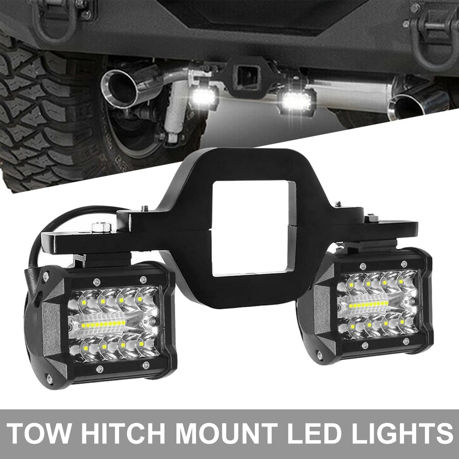 Hitch LED Lights,BESTZHEYU 4 Inch LED Work Light Pods with 2.5 Inch Towing Hi…