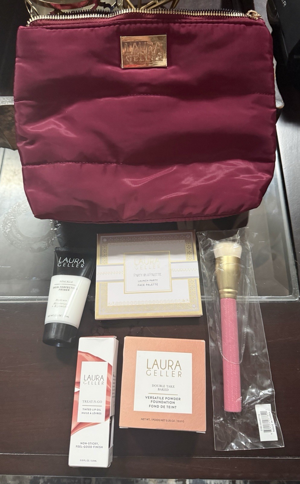 Laura Geller Makeup Lot Double Take Foundation Palette Primer Lip Oil Hydrating
