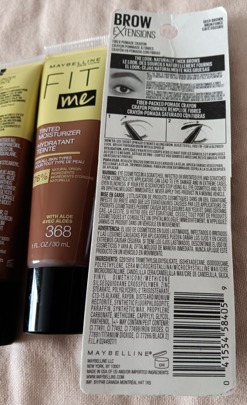 Maybelline Fit Me Tinted Moisturizer #368 Brow Extensions #260 Deep Brown Crayon