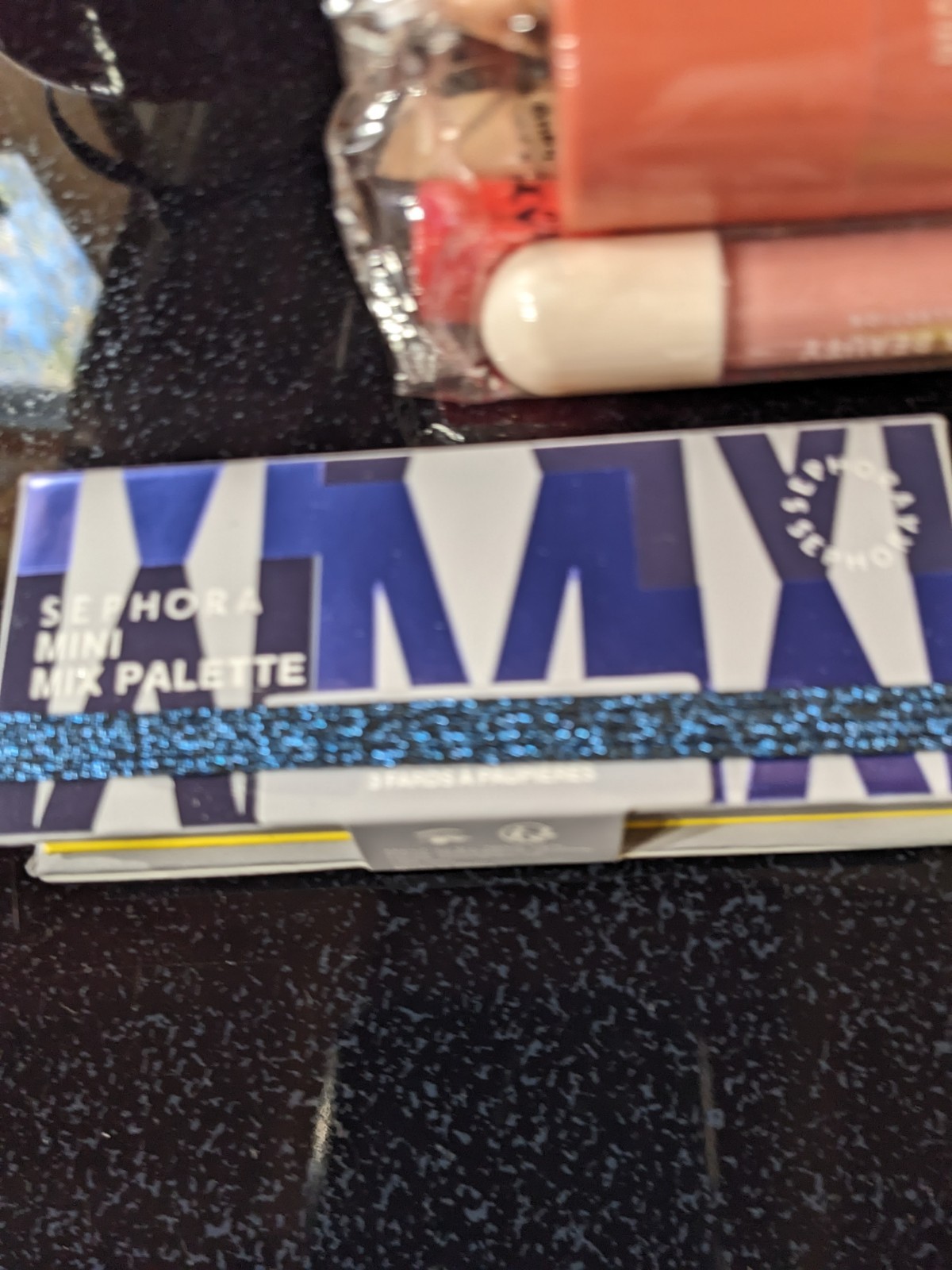 Mixed Beauty Bag Ulta & Sephora Eye Shadow, Grinch’s Highlighter, Sephora Brush