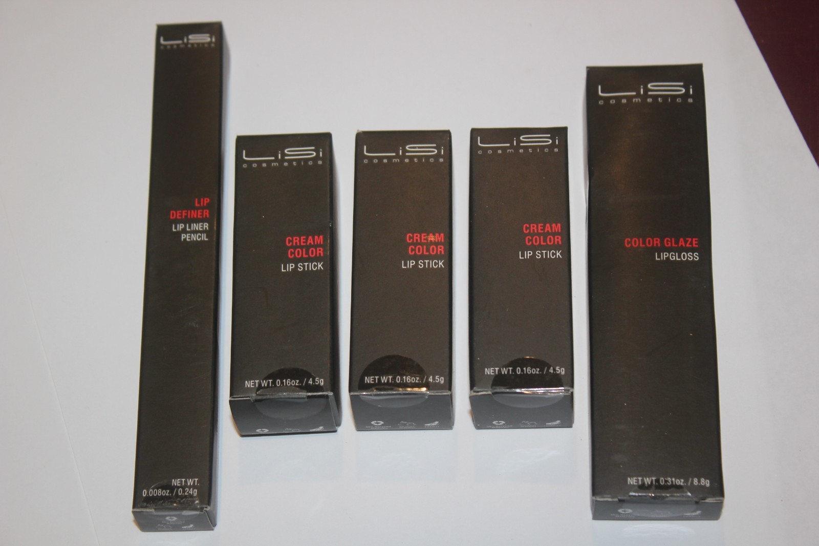 Lot Of 5 Lisi Cosmetics Makeup Lip Stick, Lip Liner, Lip Gloss NEW SEALED