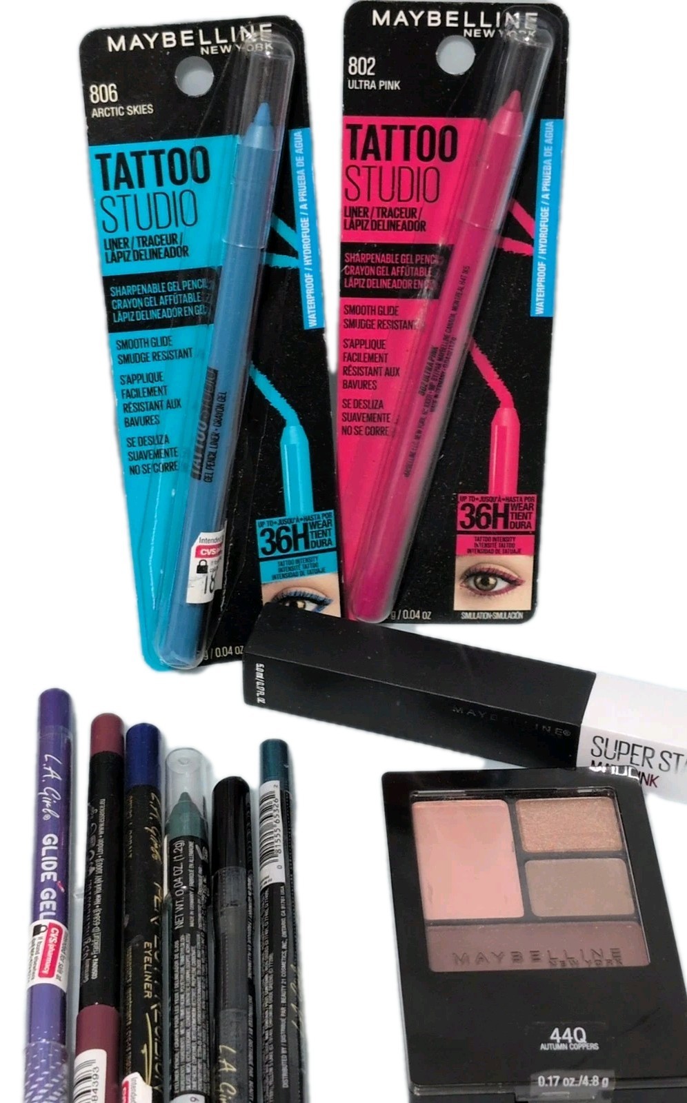 Eye Makeup Bundle 15 Pc Eyeshadow Palette Eyeliner Set Maybelline CoverGirl