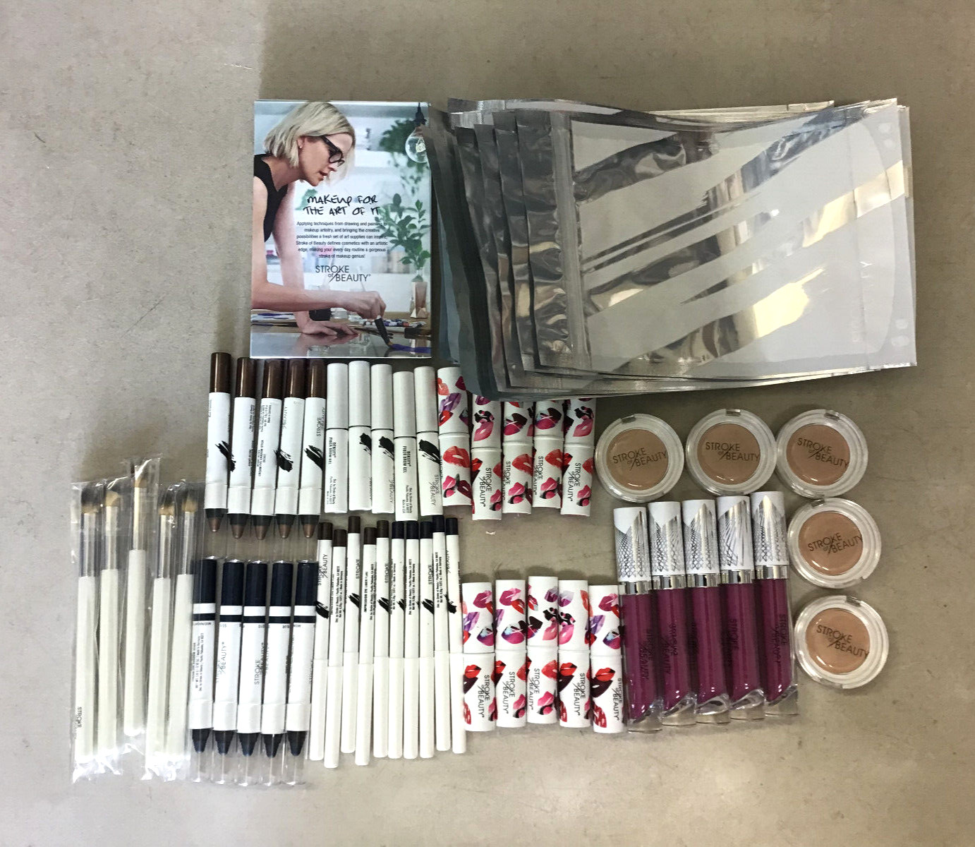 Stroke of Beauty Lot #14 50 Pc New Make Up Concealer Lip Gloss Brow Gel ++ $1190