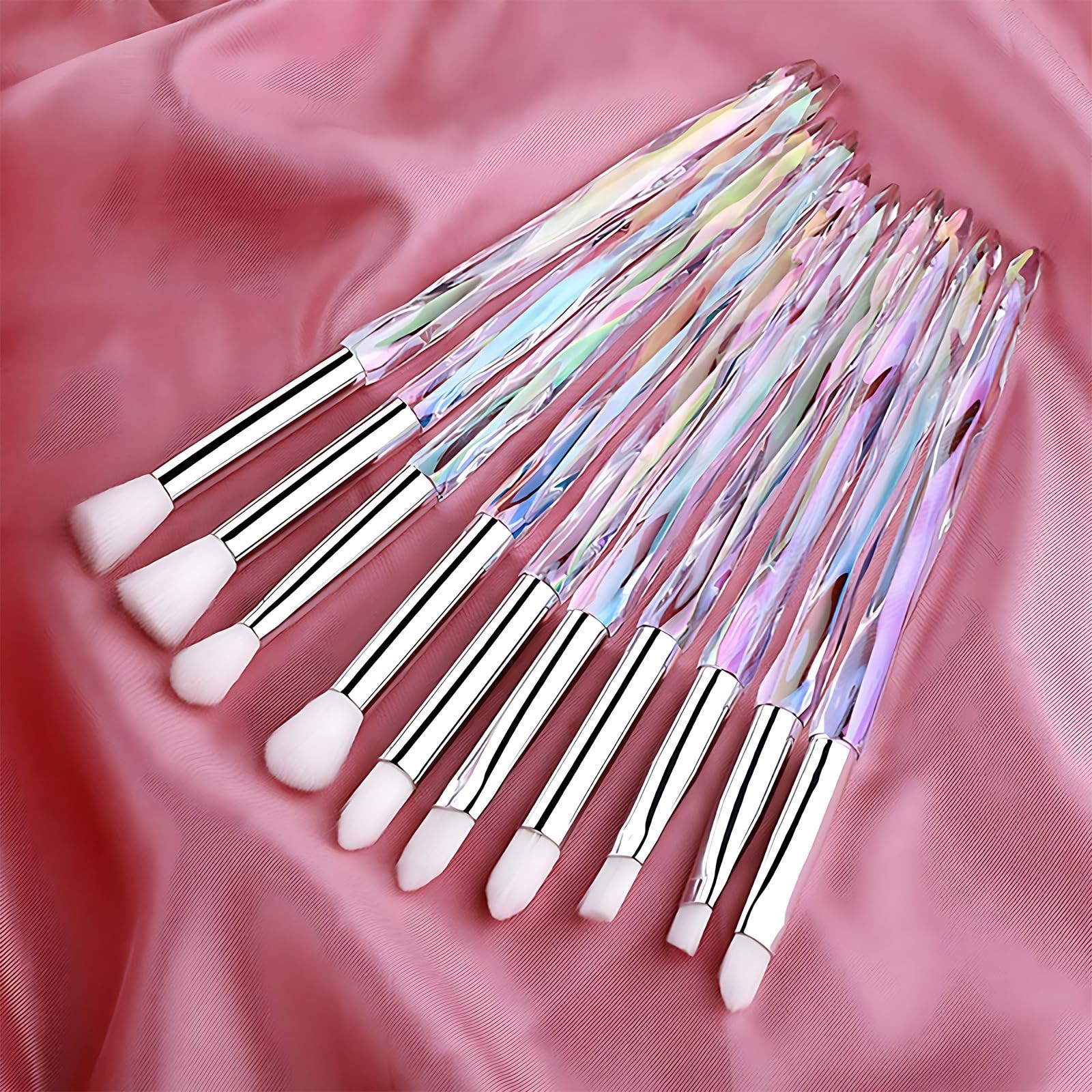 Kingtree Eyeshadow Makeup Brushes, 10PCS Crystal Brushes for Eye Makeup Premi…