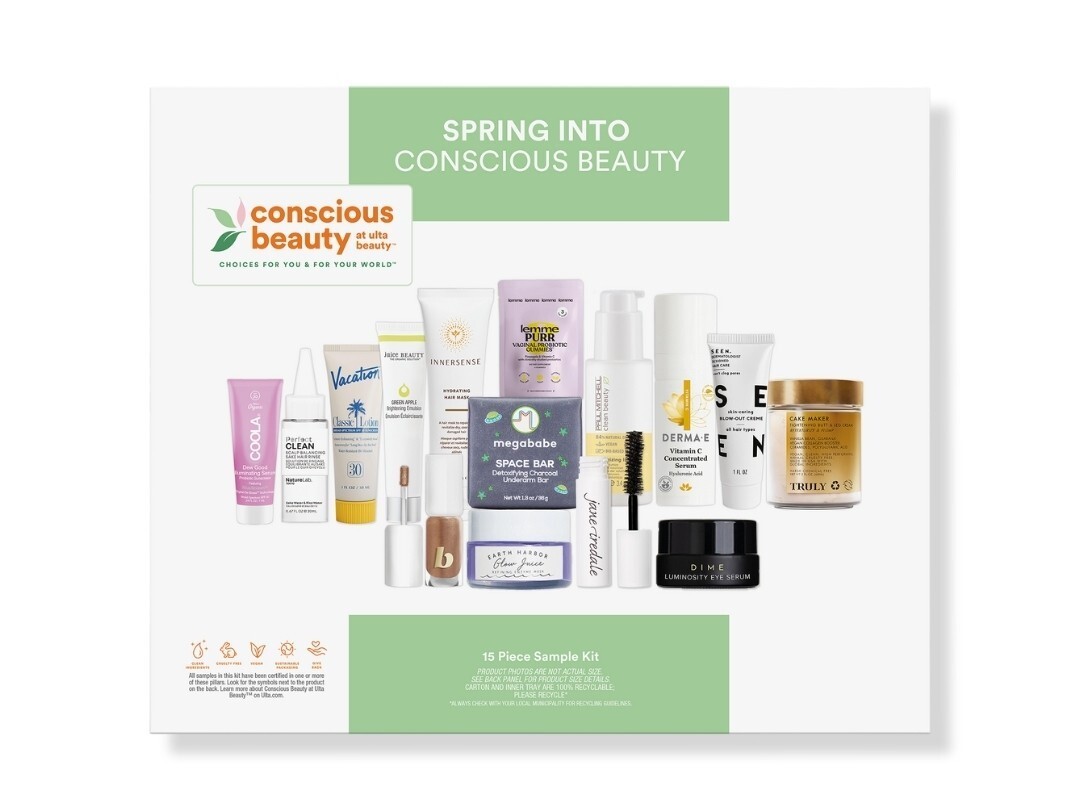 Ulta 15-pc Spring Into Conscious Beauty Discovery Kit Travel Skincare Sample Set