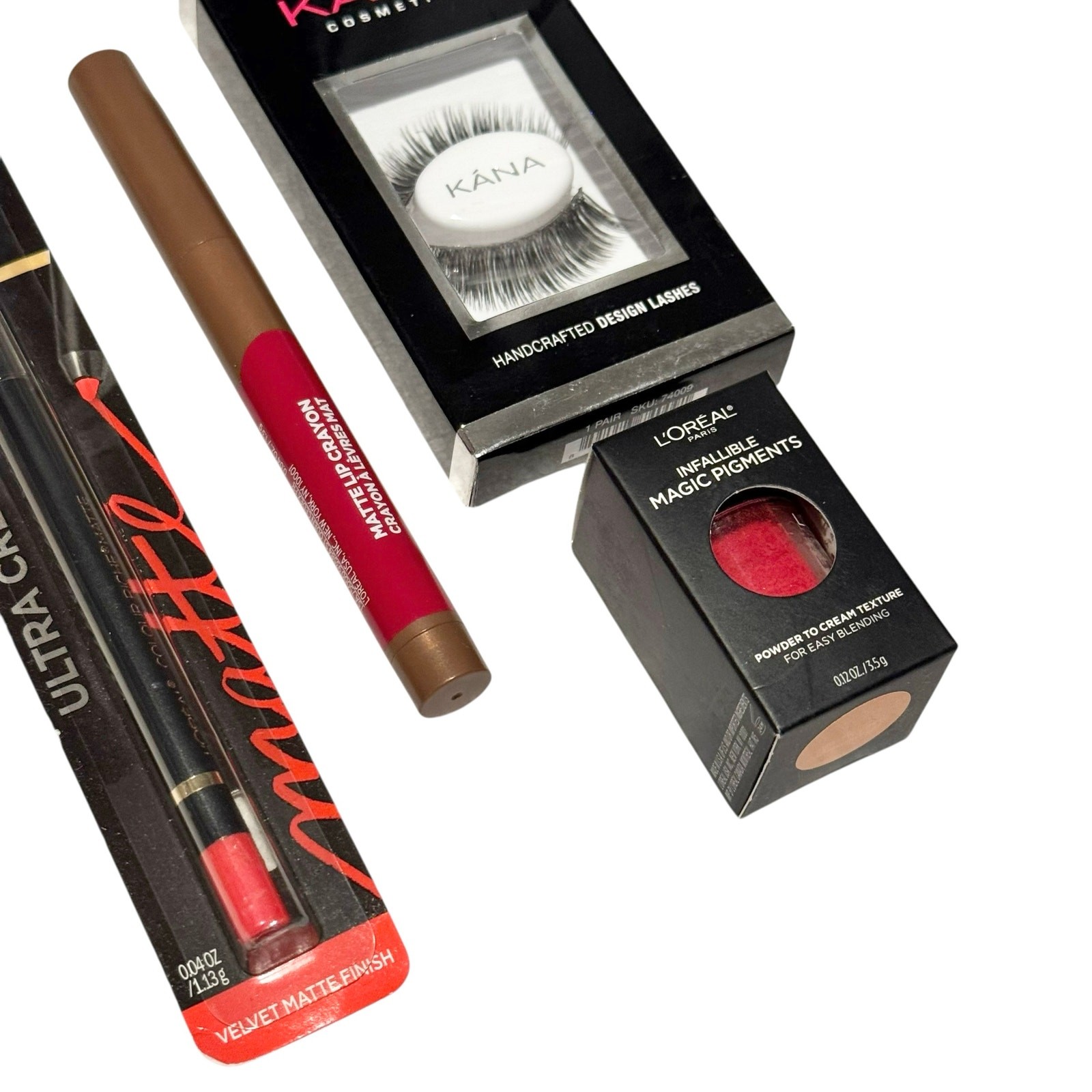 NEW L’Oreal Makeup Lot Of 4 – Infallible Magic Pigment, Lip Liner/Crayon, Lashes