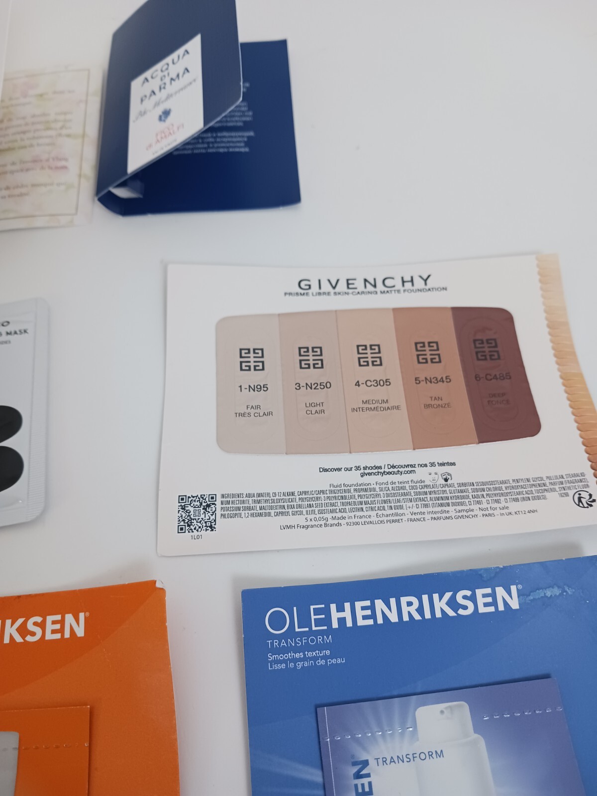 10X Vairity Pack Of Samples OLEHENRIKSEN, GIVENCHY, ORIBE, VERSI, & More