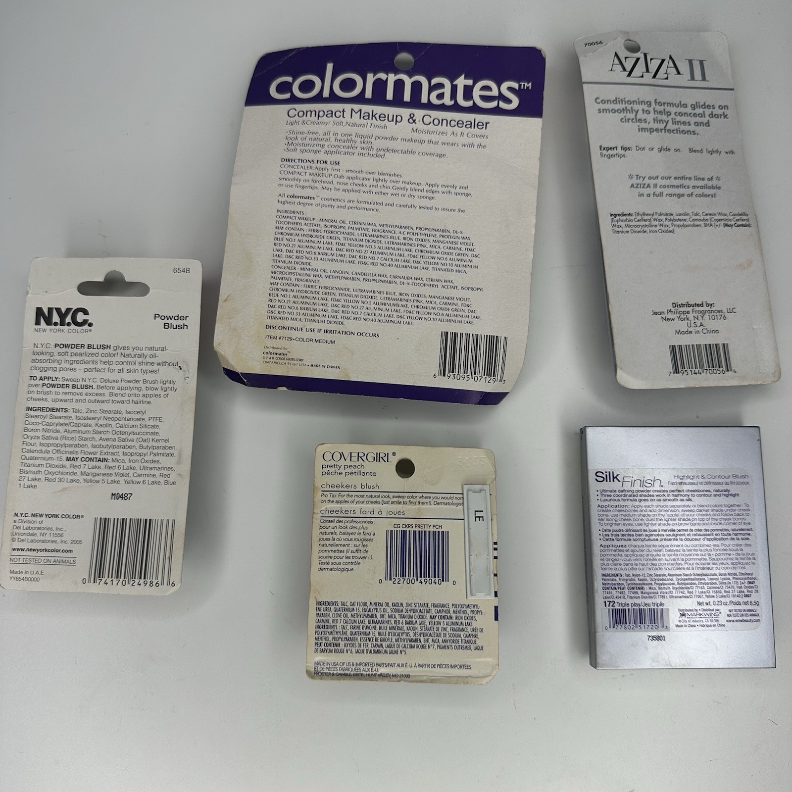 Vintage Sealed New Makeup Lot Covergirl NYC Aziza Wet N Wild ColorMates Blush