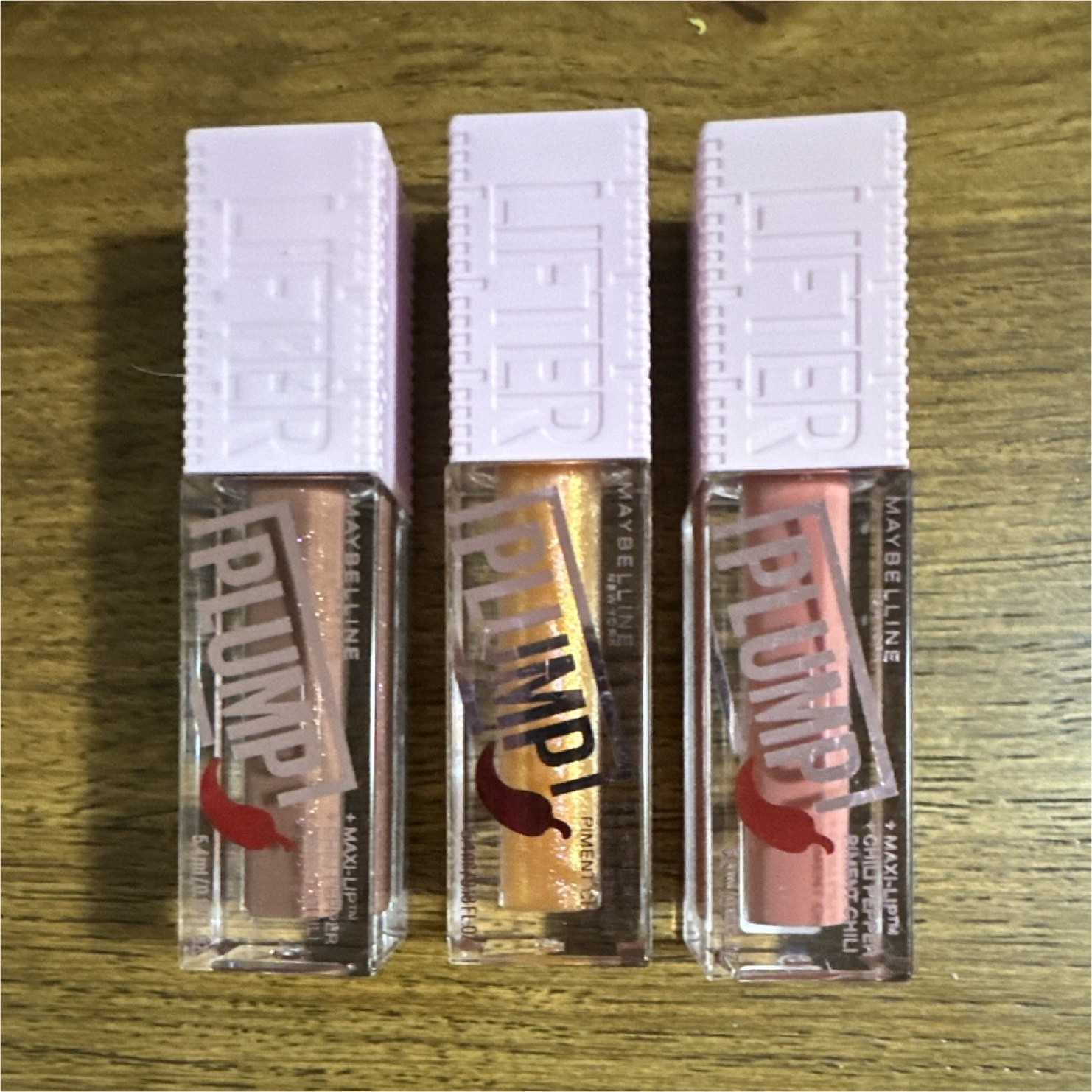Maybelline Lifter Plump Lip Gloss Peach Fever 005, Cocoa Zing 007, Hot Honey 008