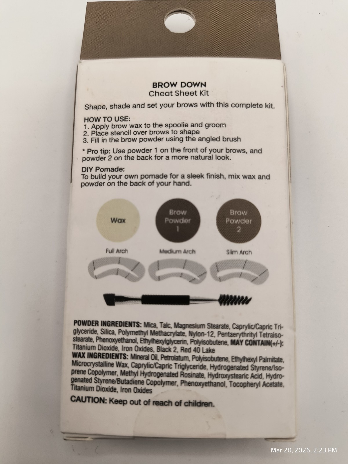 Joah Brow Down Cheat Sheet Kit Waterproof JBK 01 Soft Brown Stencil Wax Powder